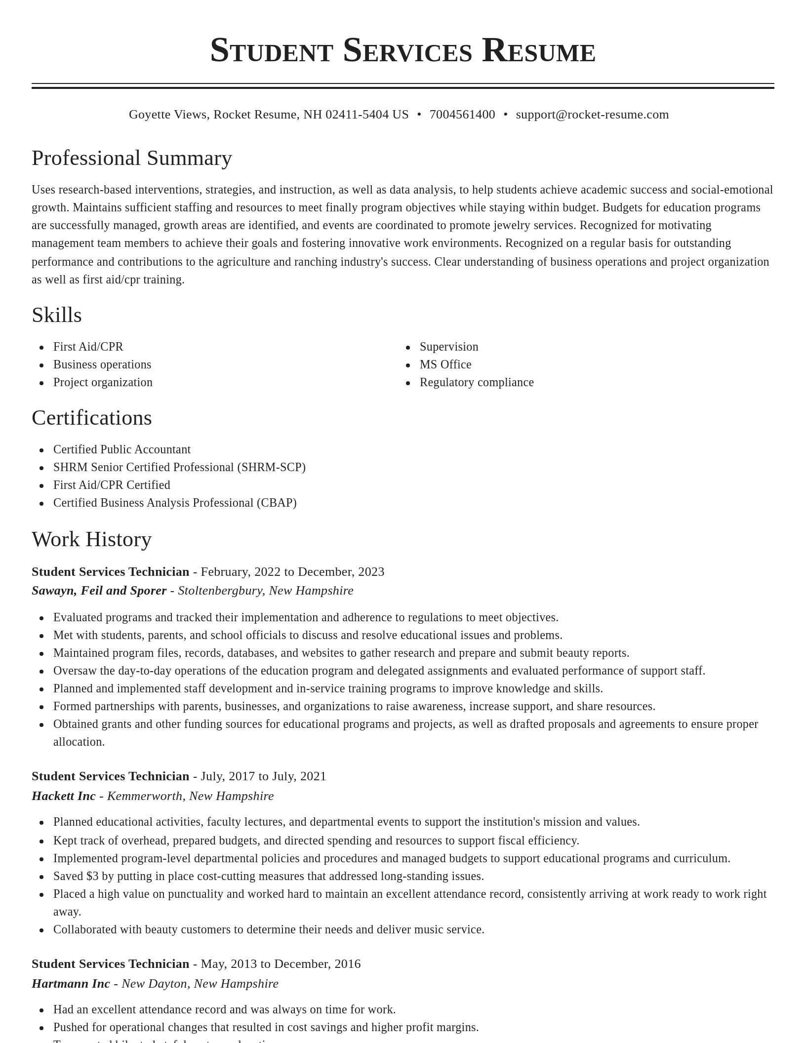 Classic resume template