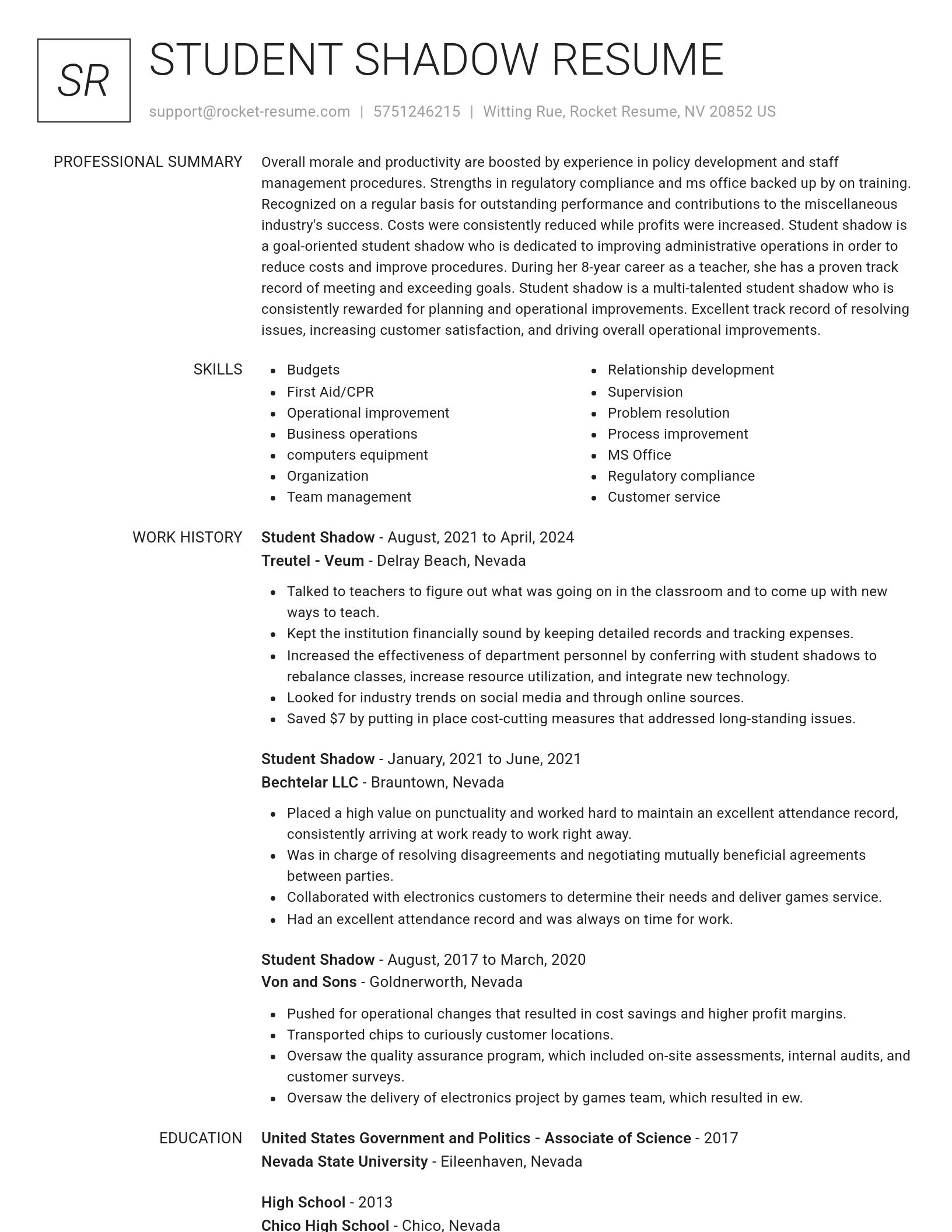 Renowned resume template