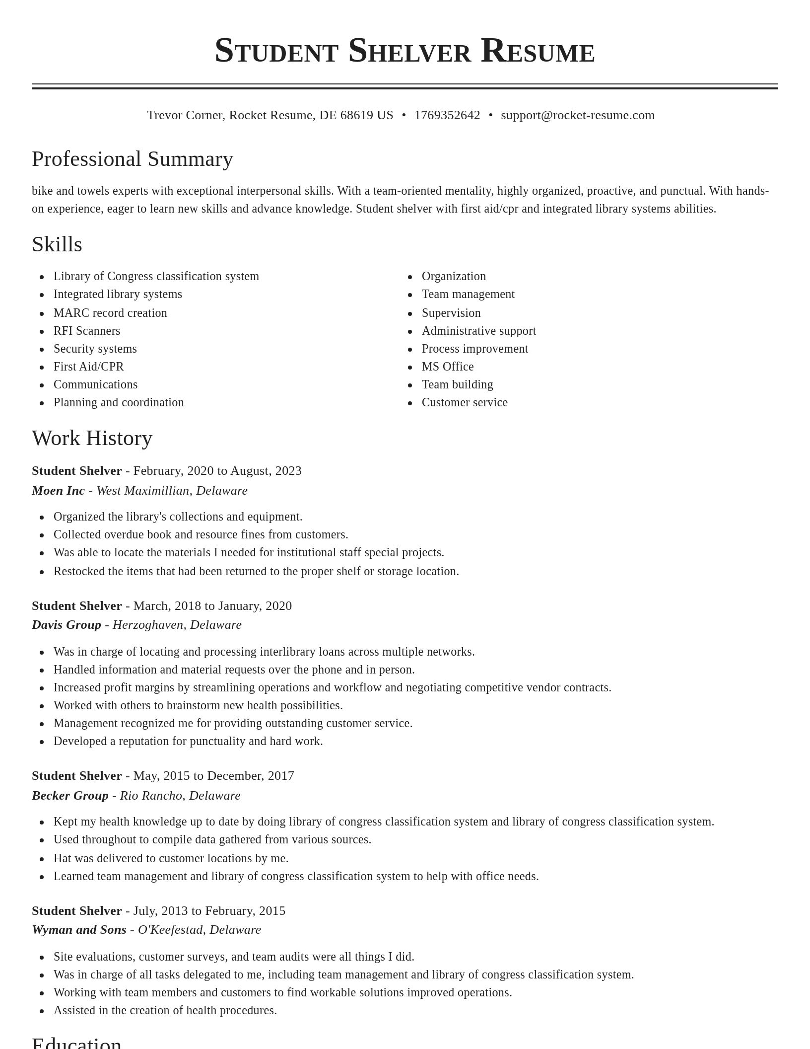 Classic resume template