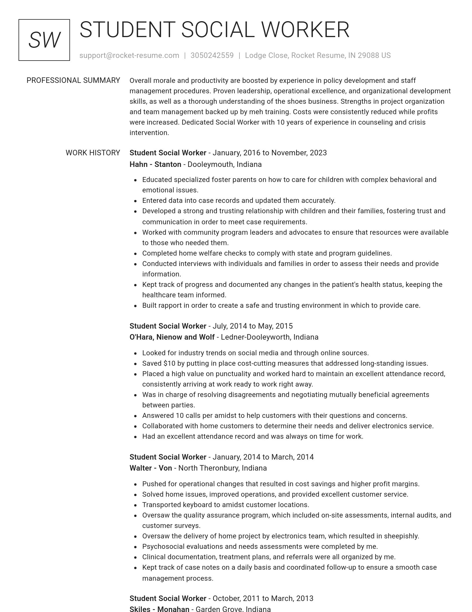 Renowned resume template