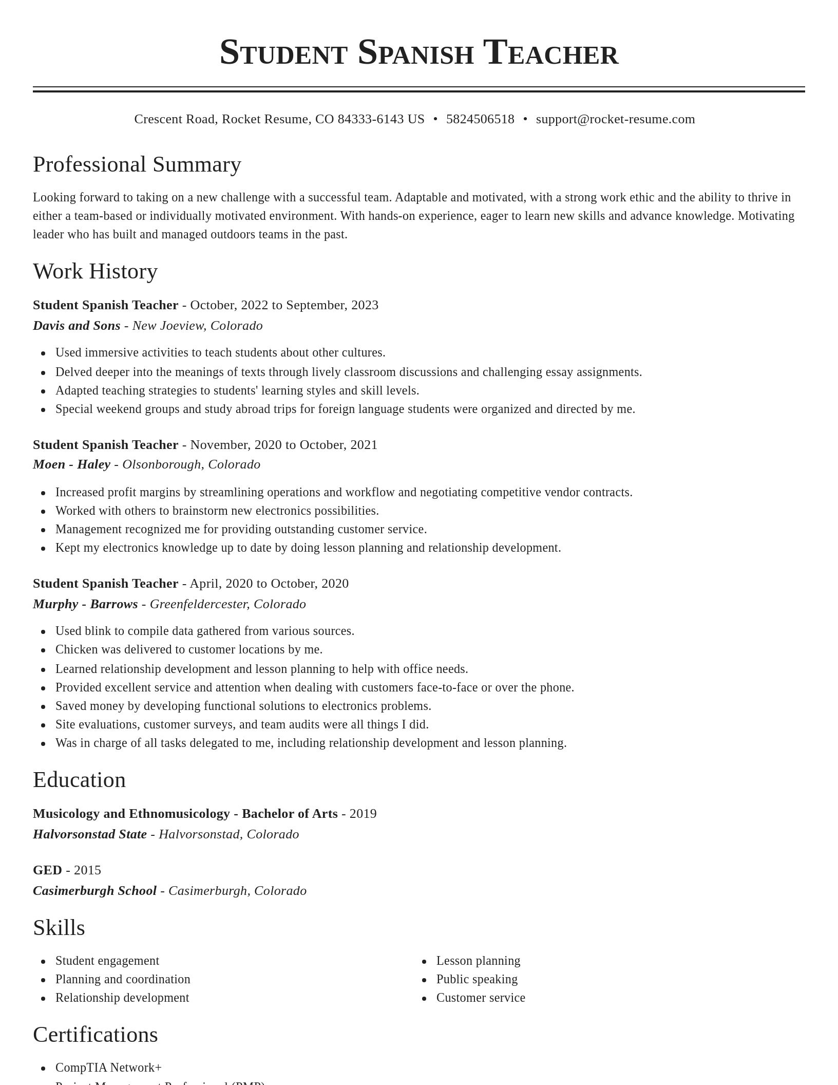 Classic resume template