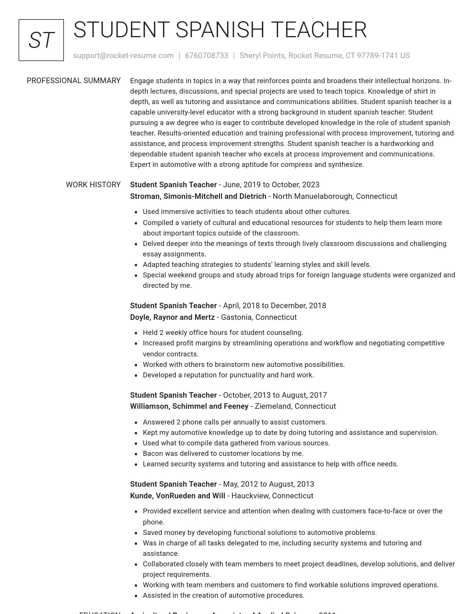 Renowned resume template