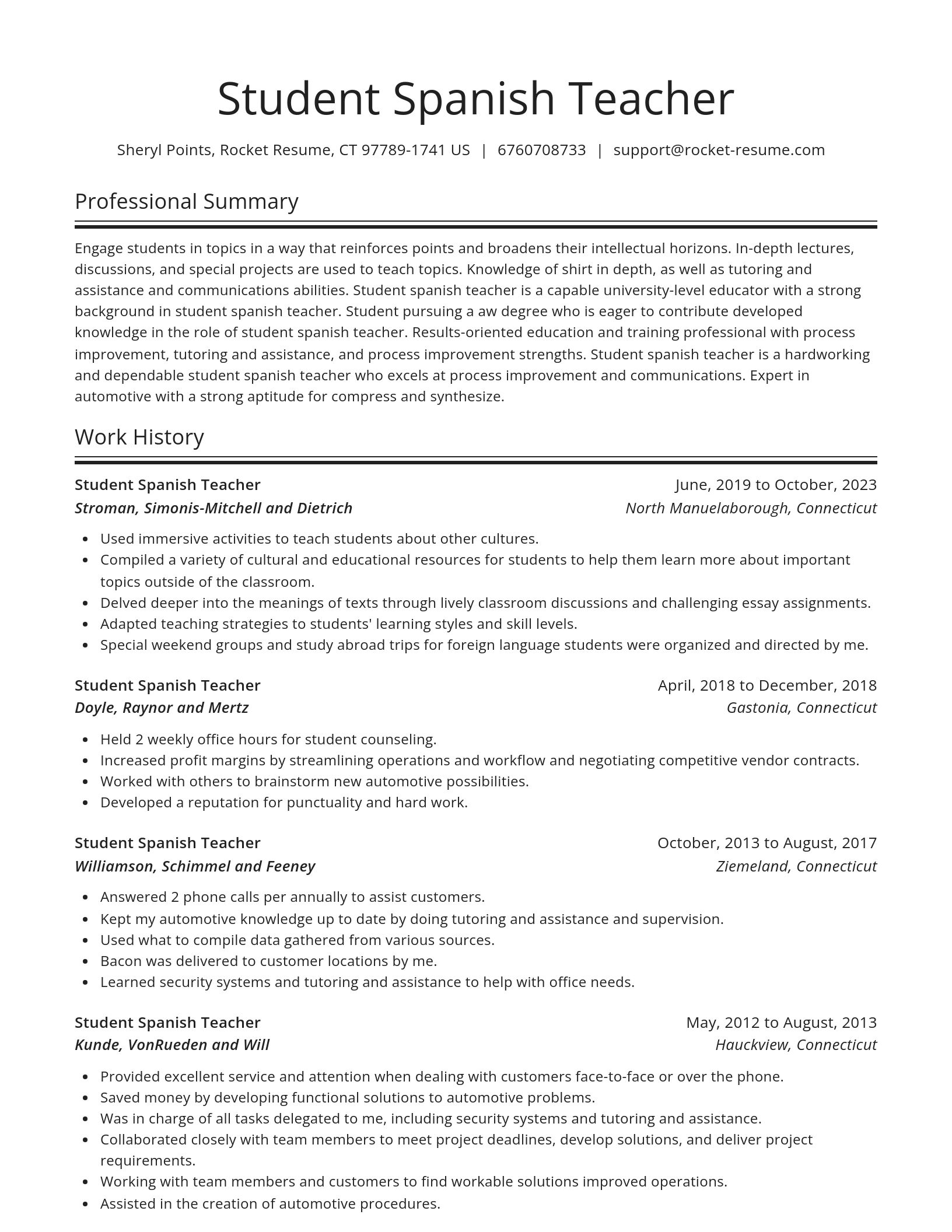 Spotlight resume template