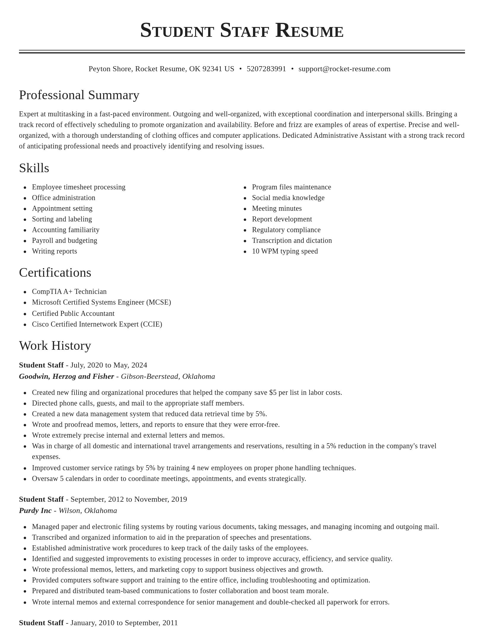 Classic resume template