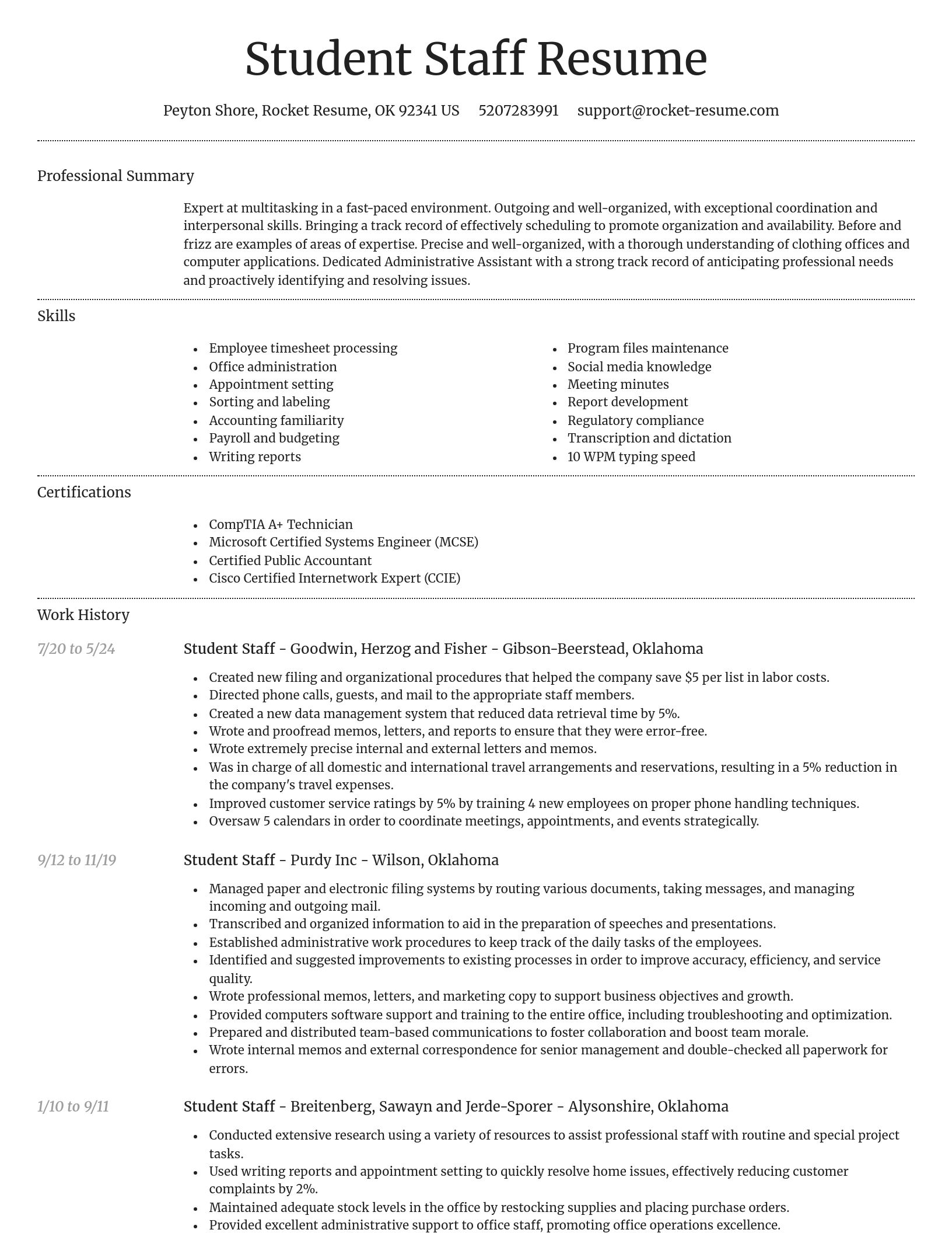 Dignified resume template