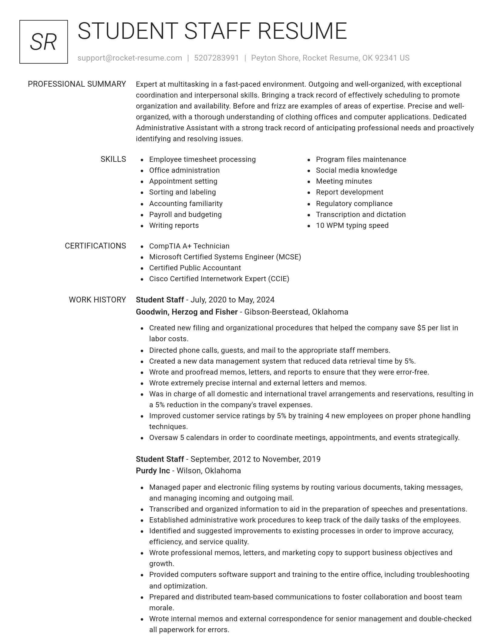 Renowned resume template