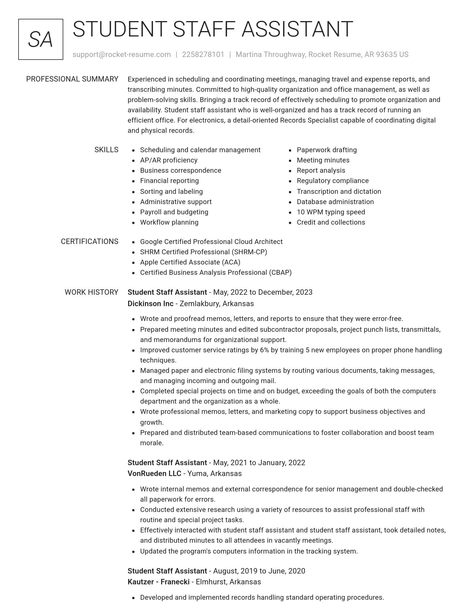Renowned resume template