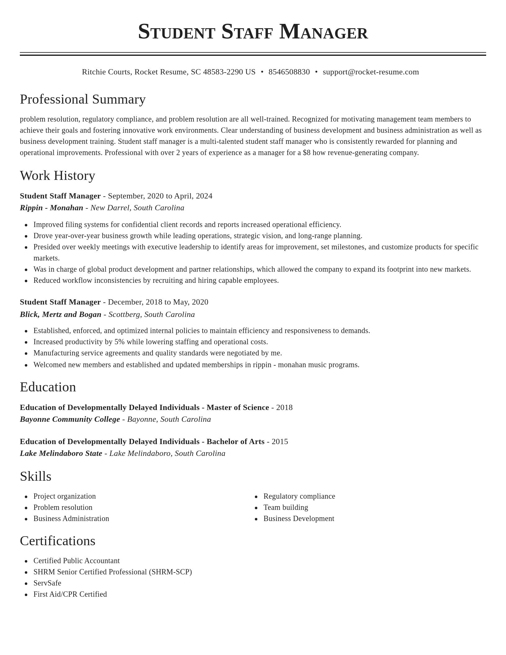 Classic resume template