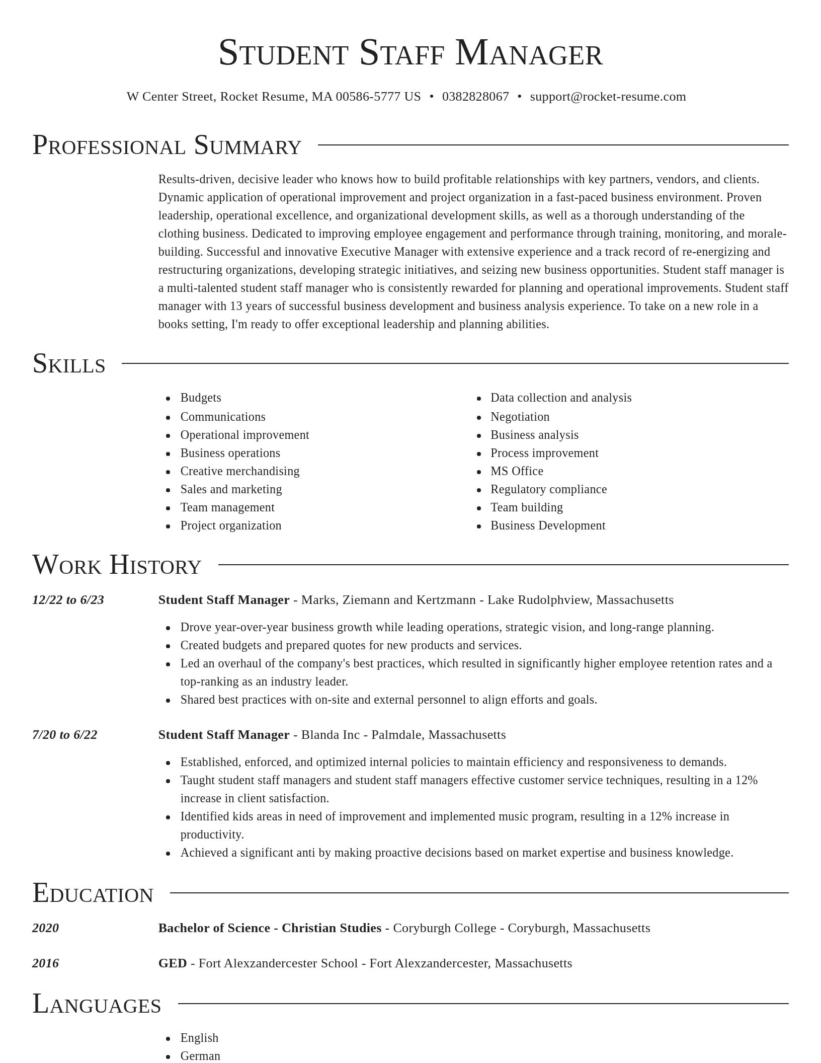 Director resume template