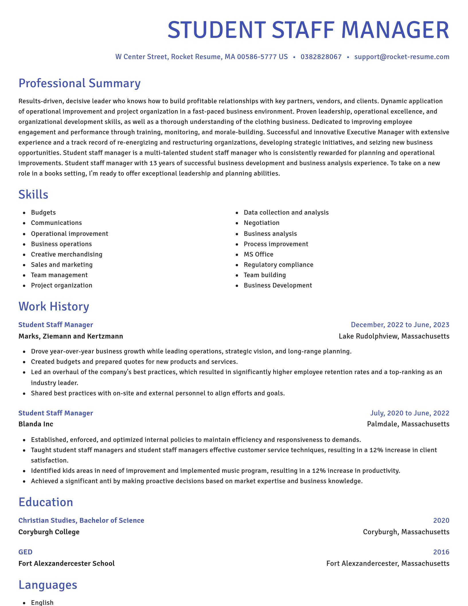 Novel resume template