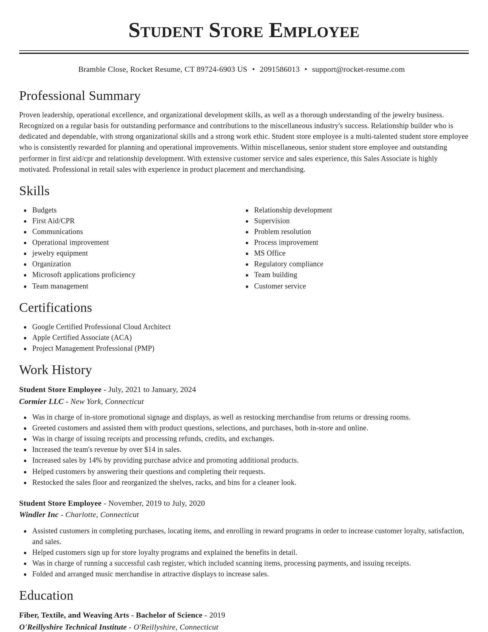 Classic resume template