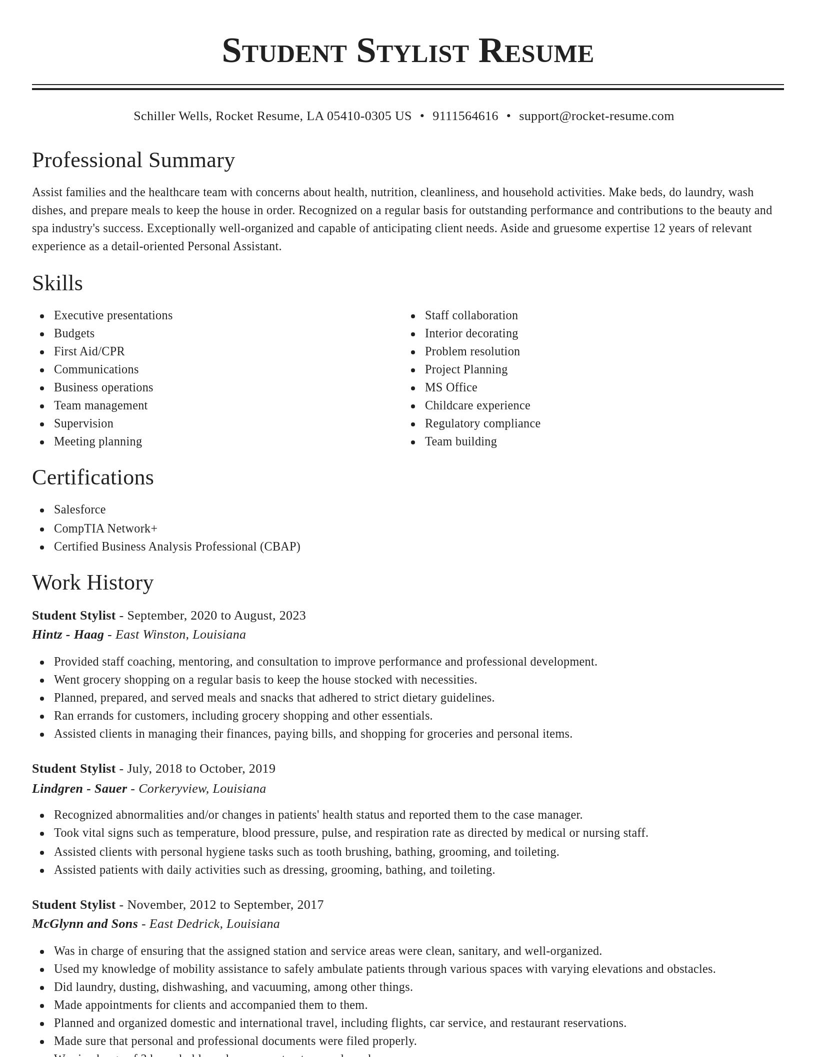 Classic resume template