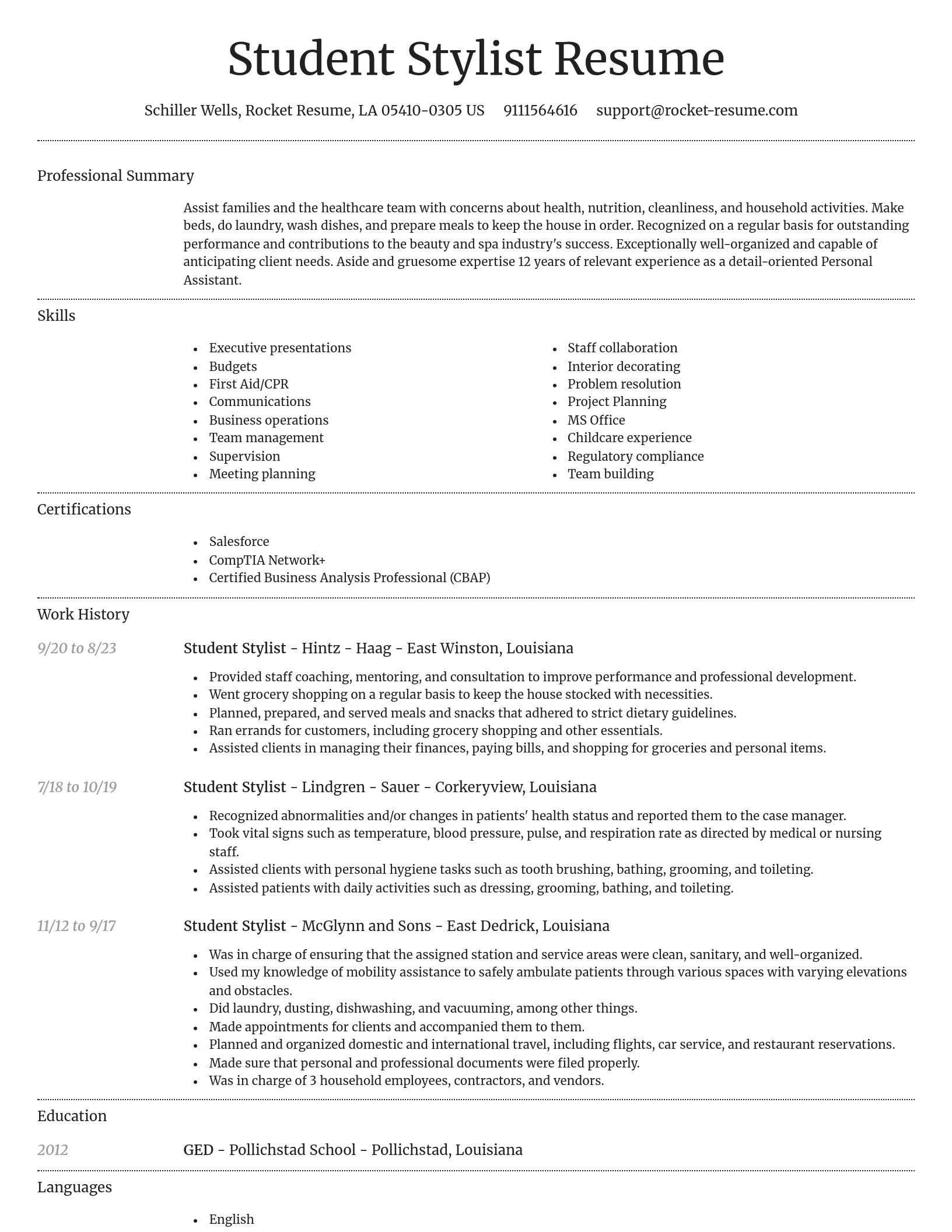 Dignified resume template