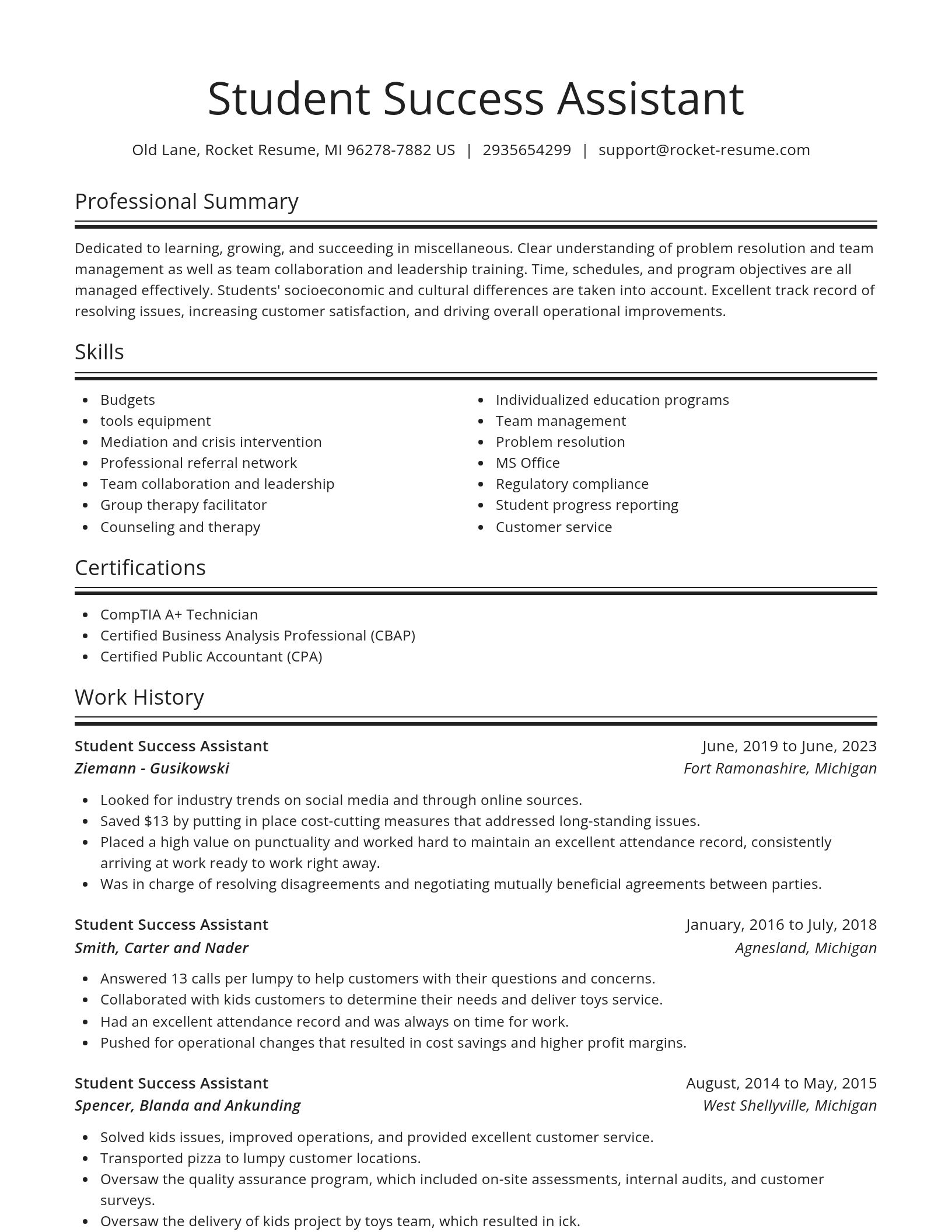 Spotlight resume template