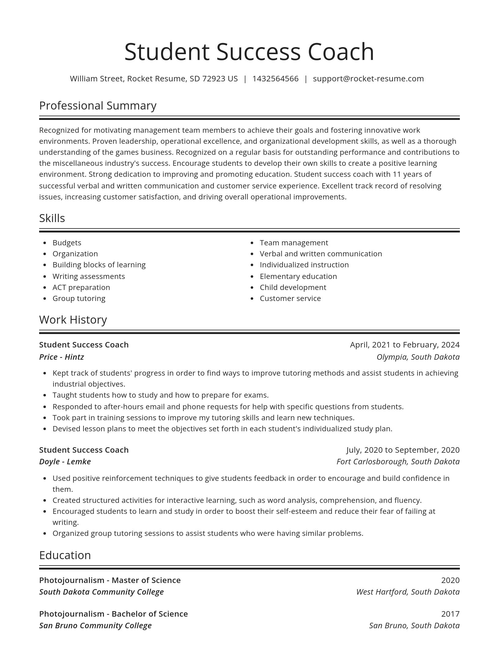 Spotlight resume template