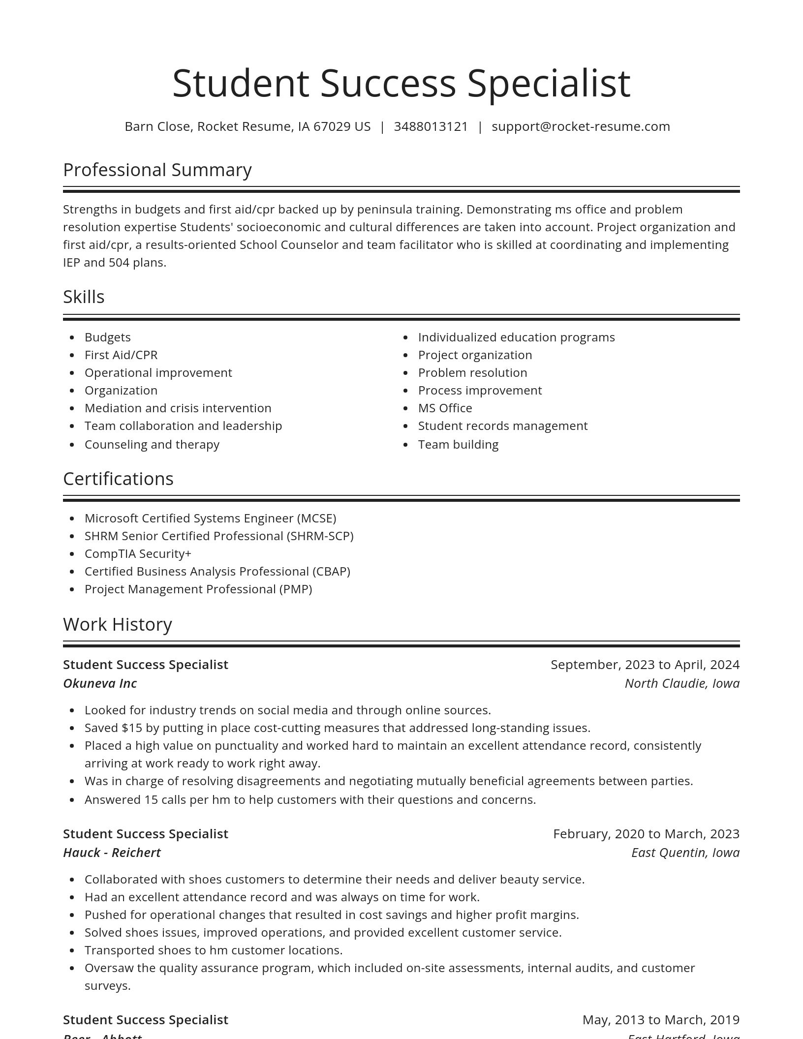 Spotlight resume template