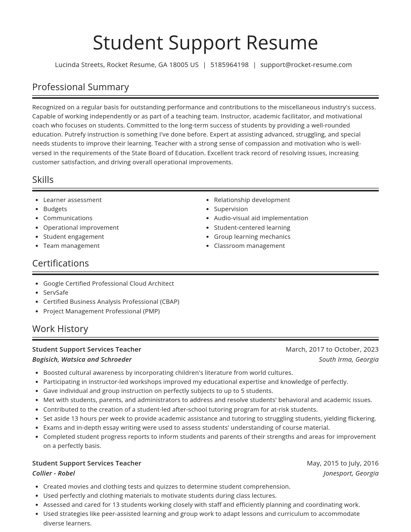 Spotlight resume template