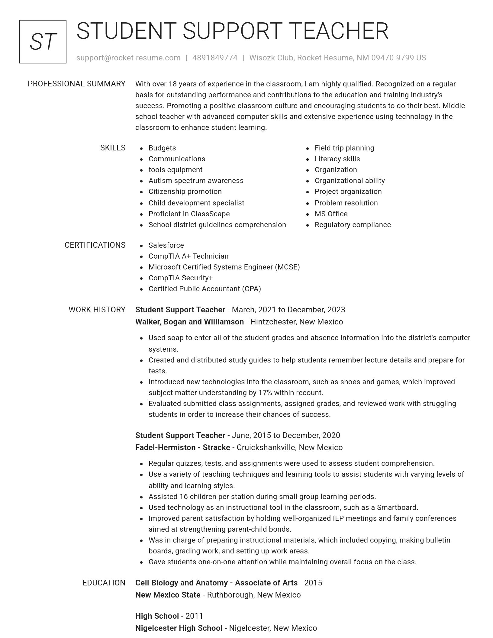 Renowned resume template