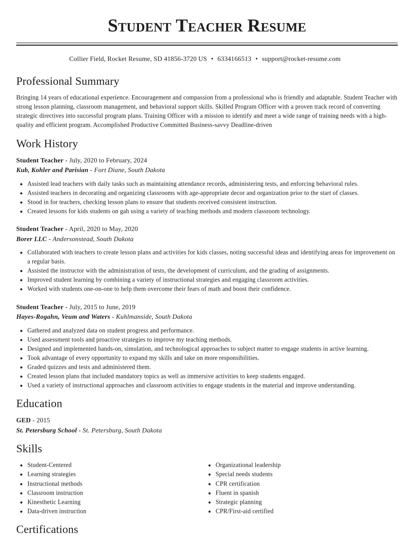 Classic resume template