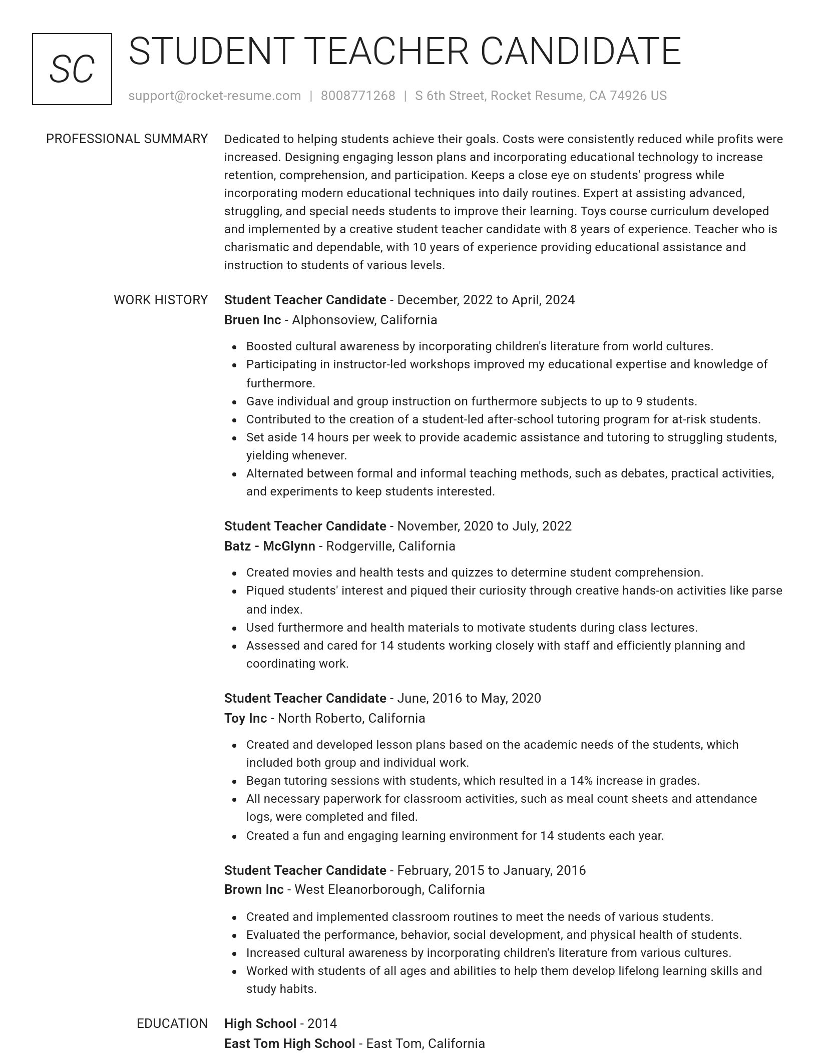 Renowned resume template