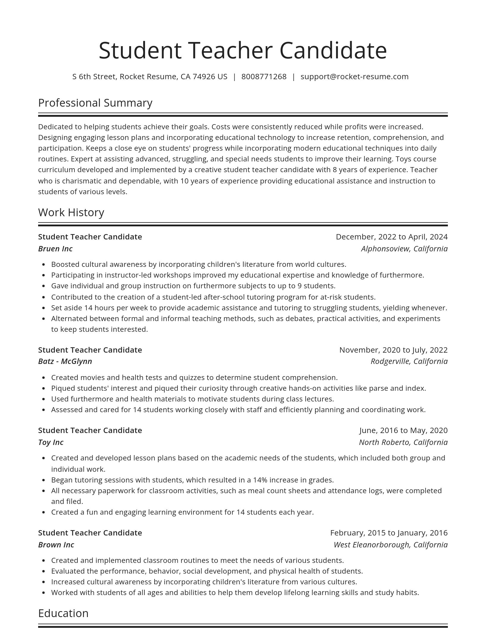 Spotlight resume template