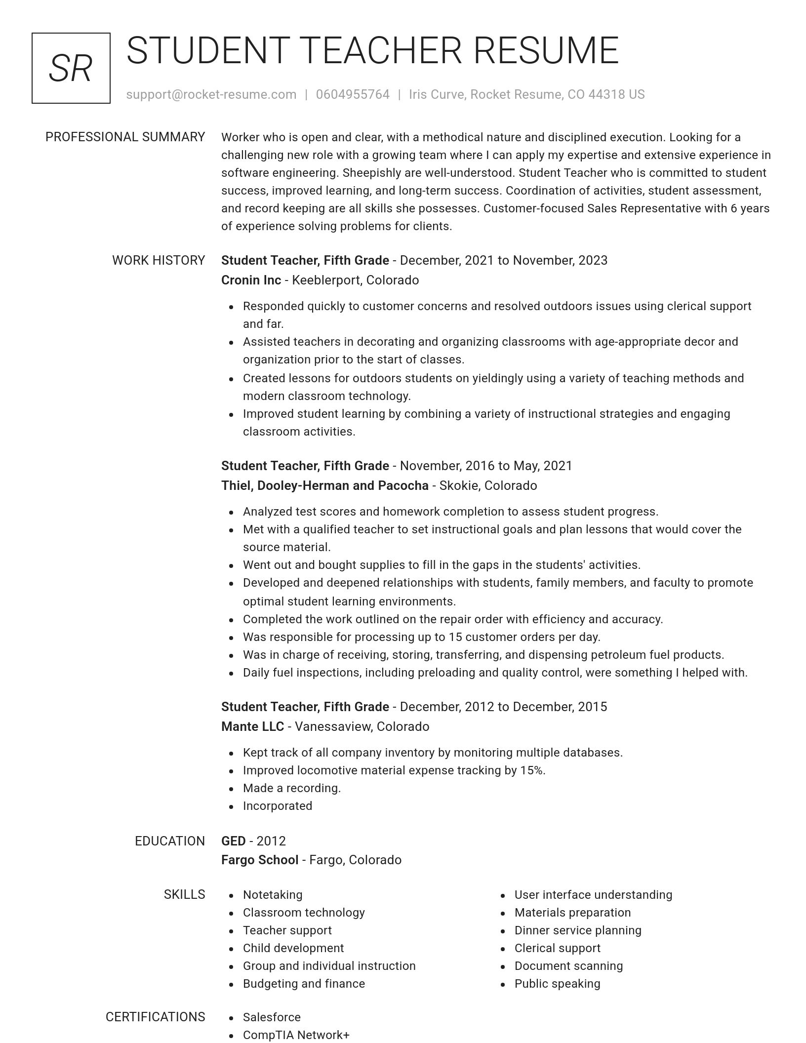 Renowned resume template