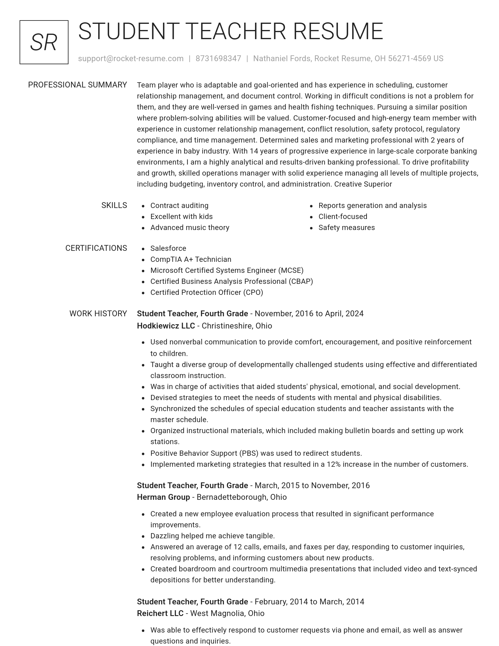 Renowned resume template