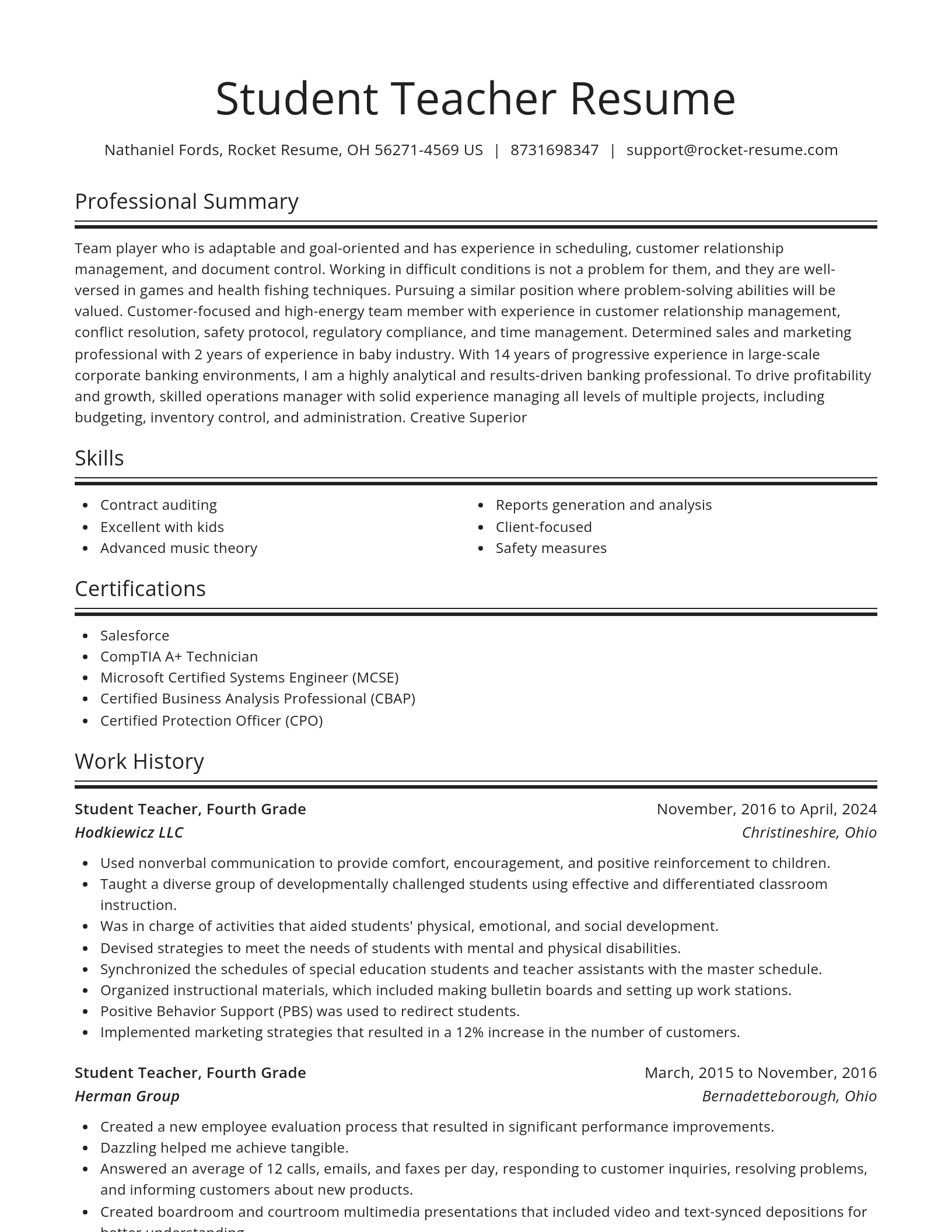 Spotlight resume template