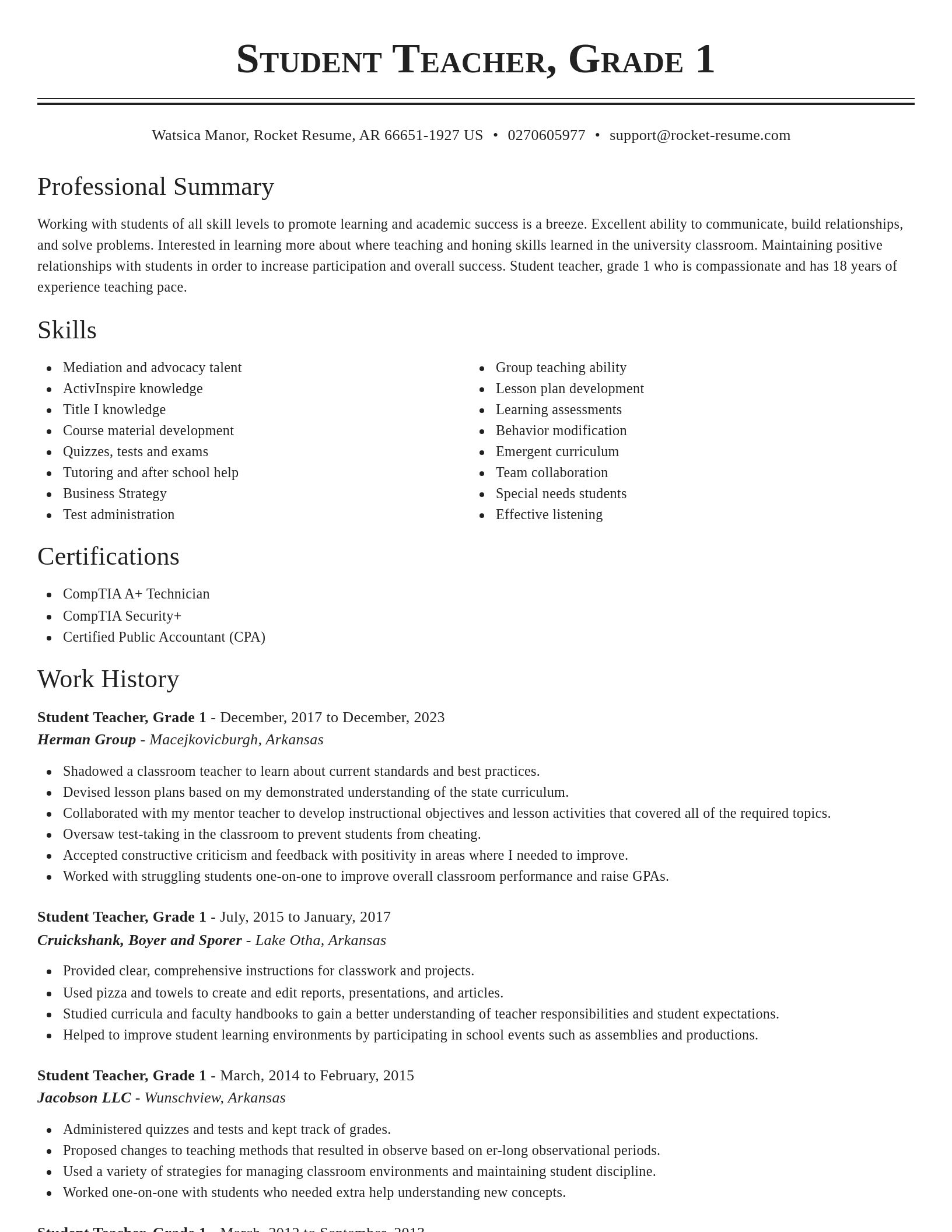 Classic resume template