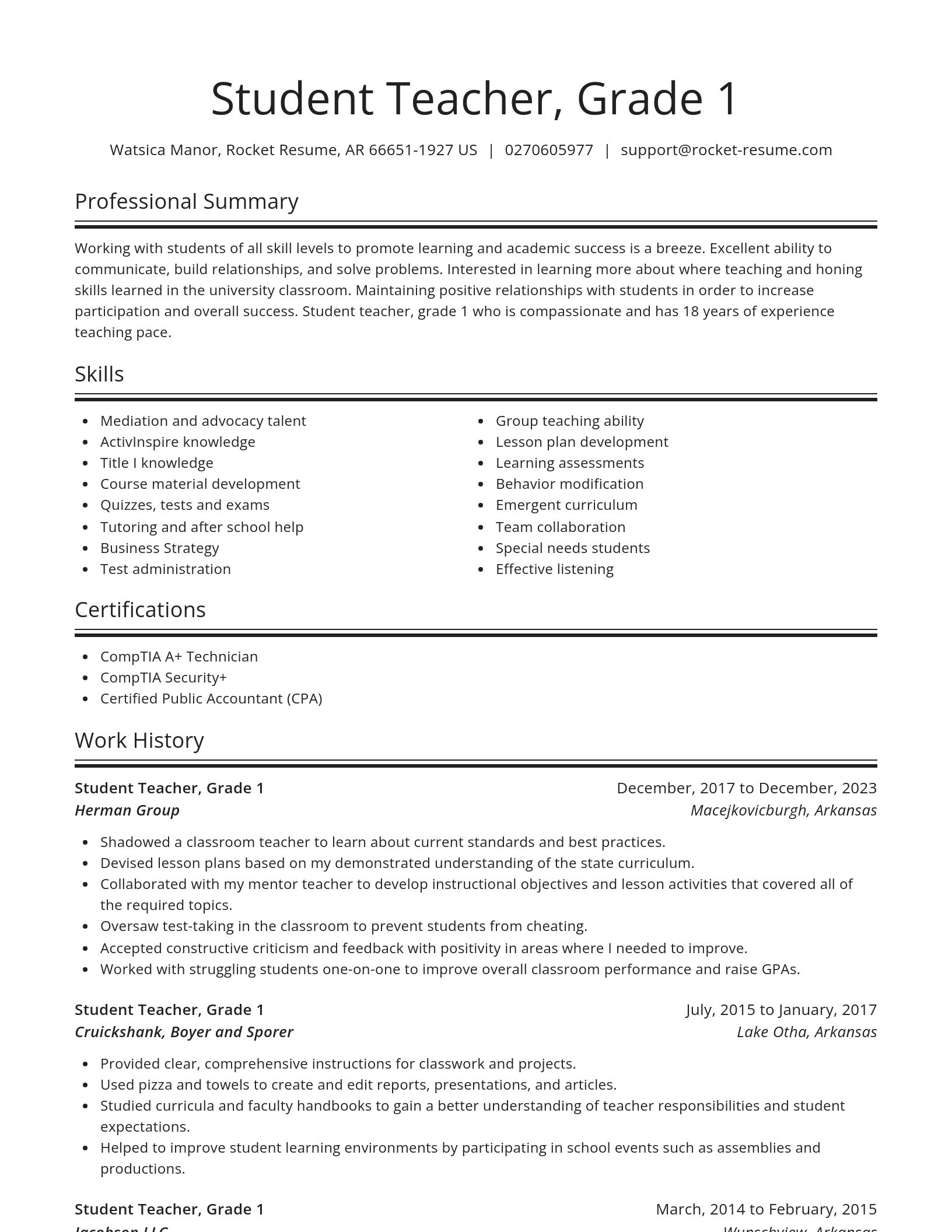 Spotlight resume template