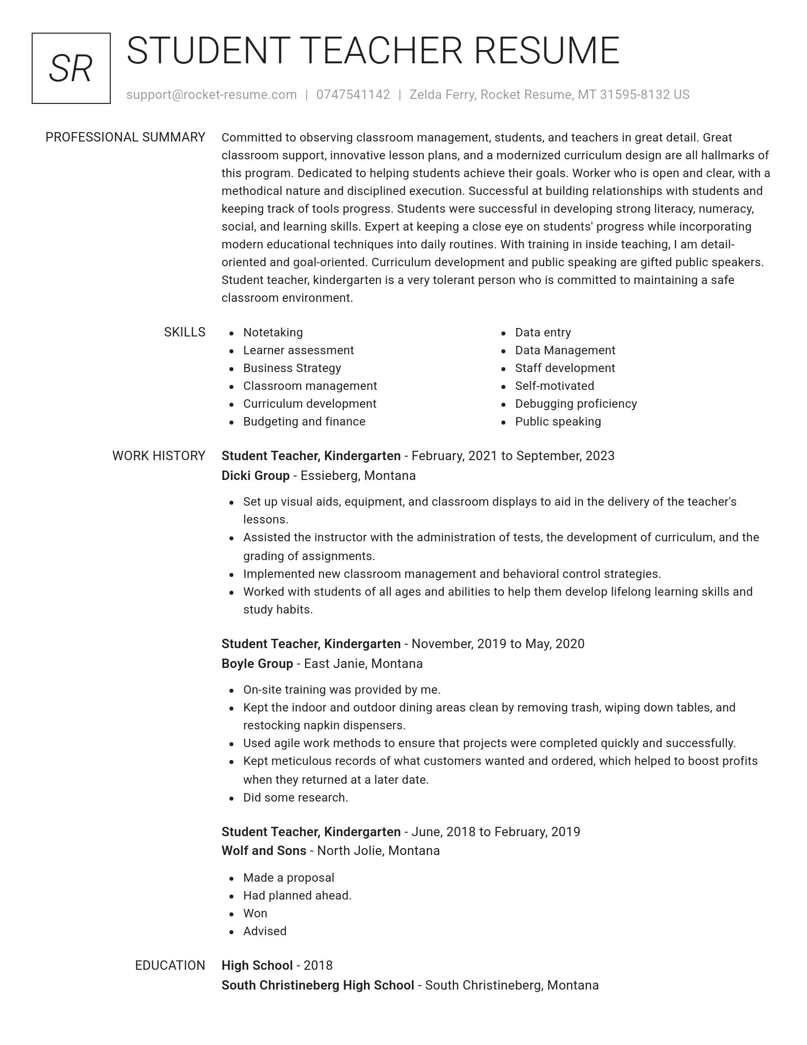 Renowned resume template