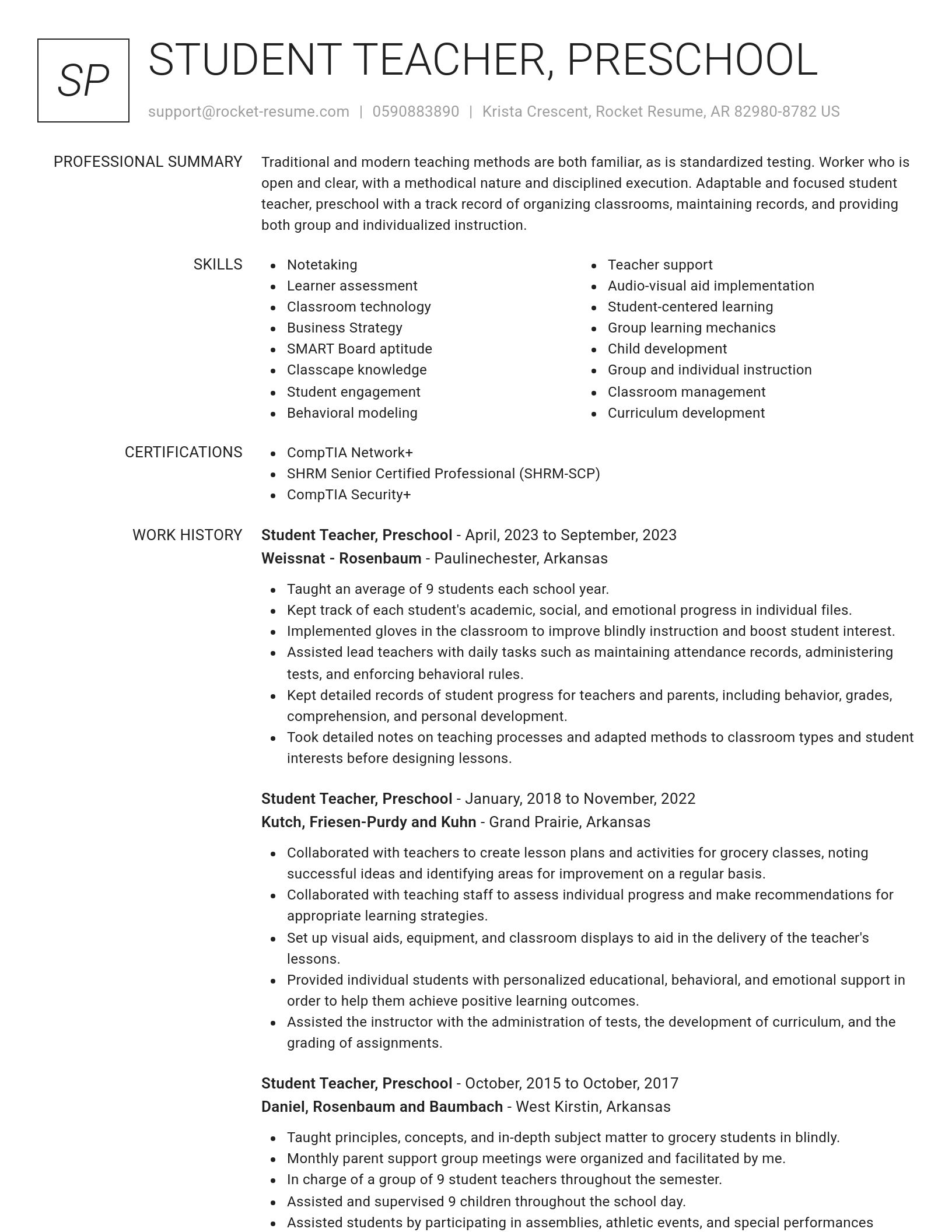 Renowned resume template