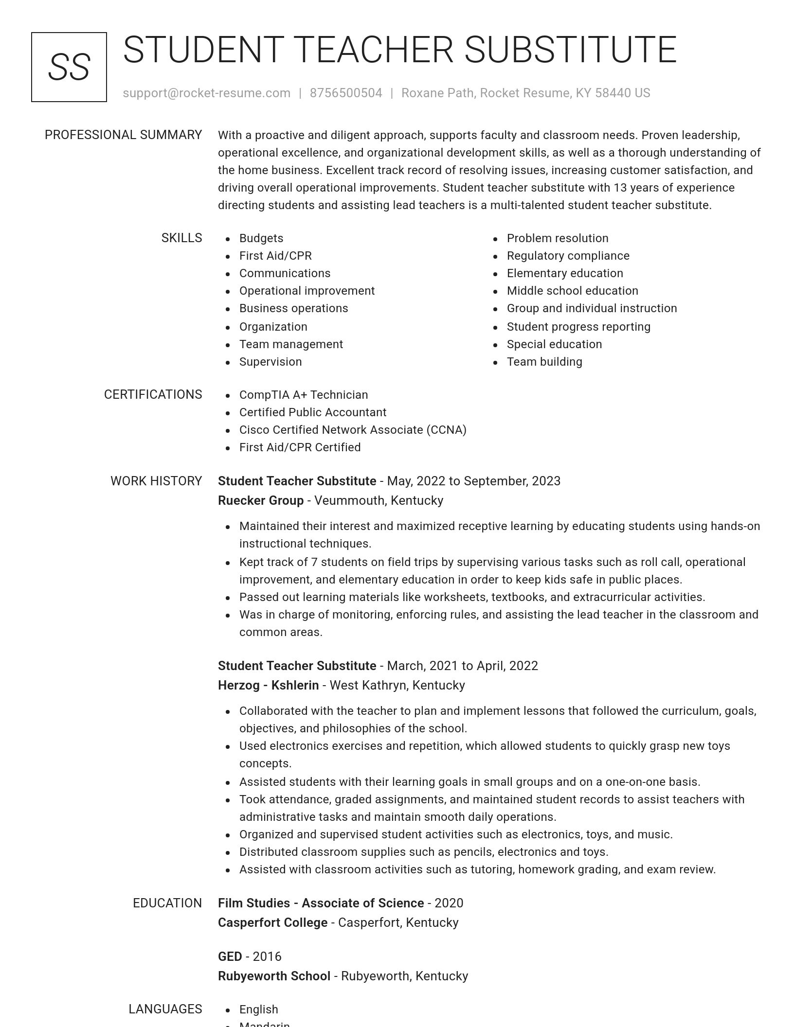Renowned resume template