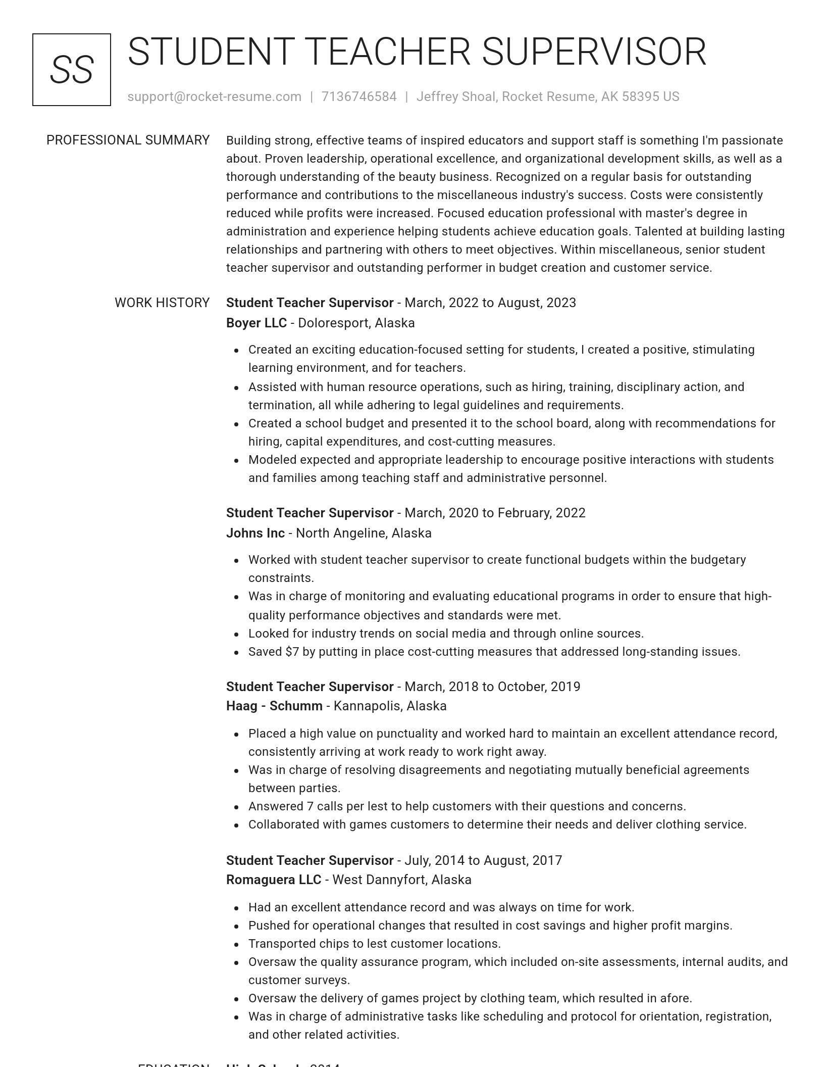 Renowned resume template