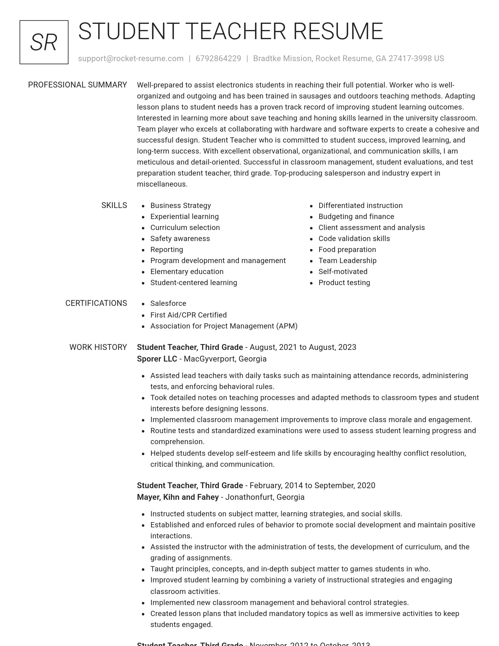 Renowned resume template