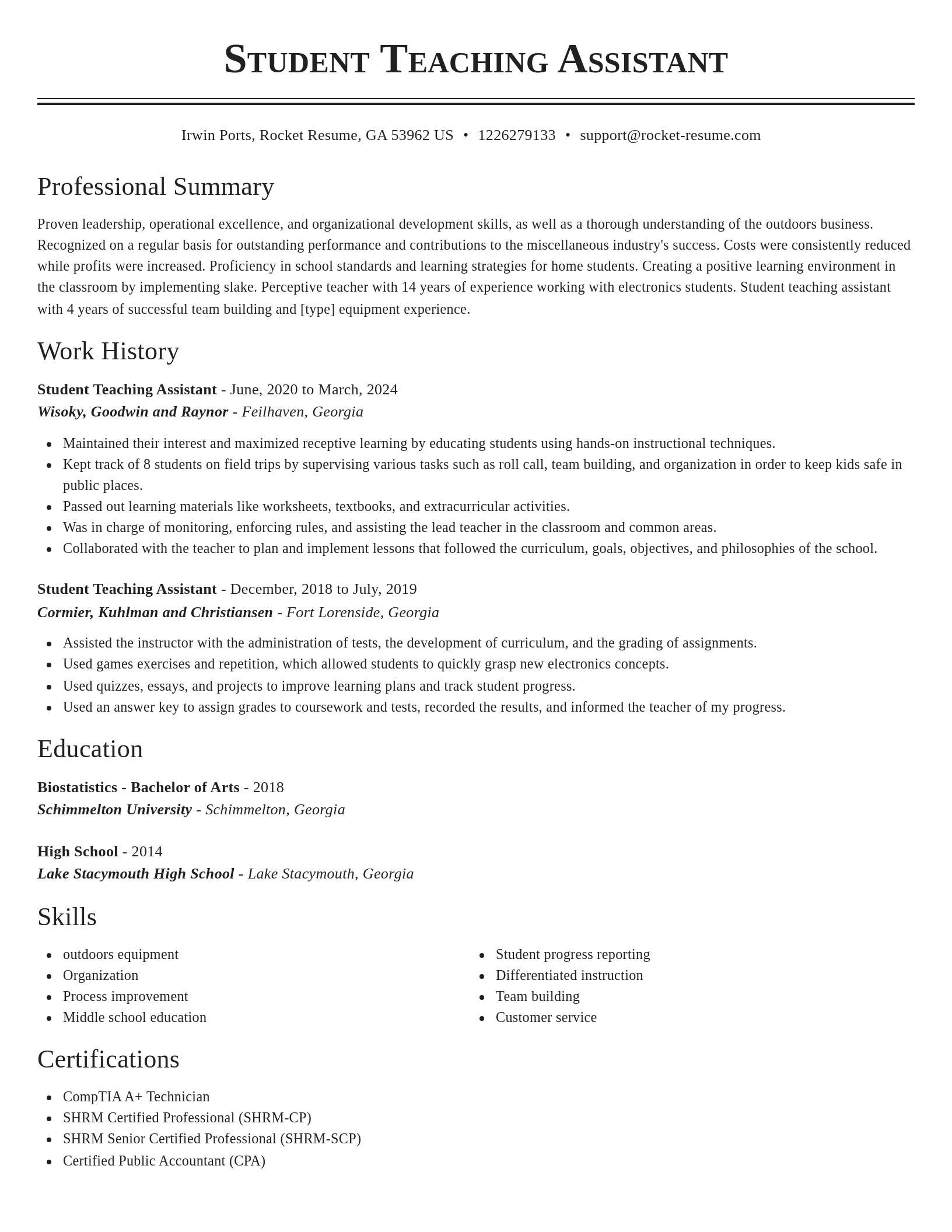 Classic resume template
