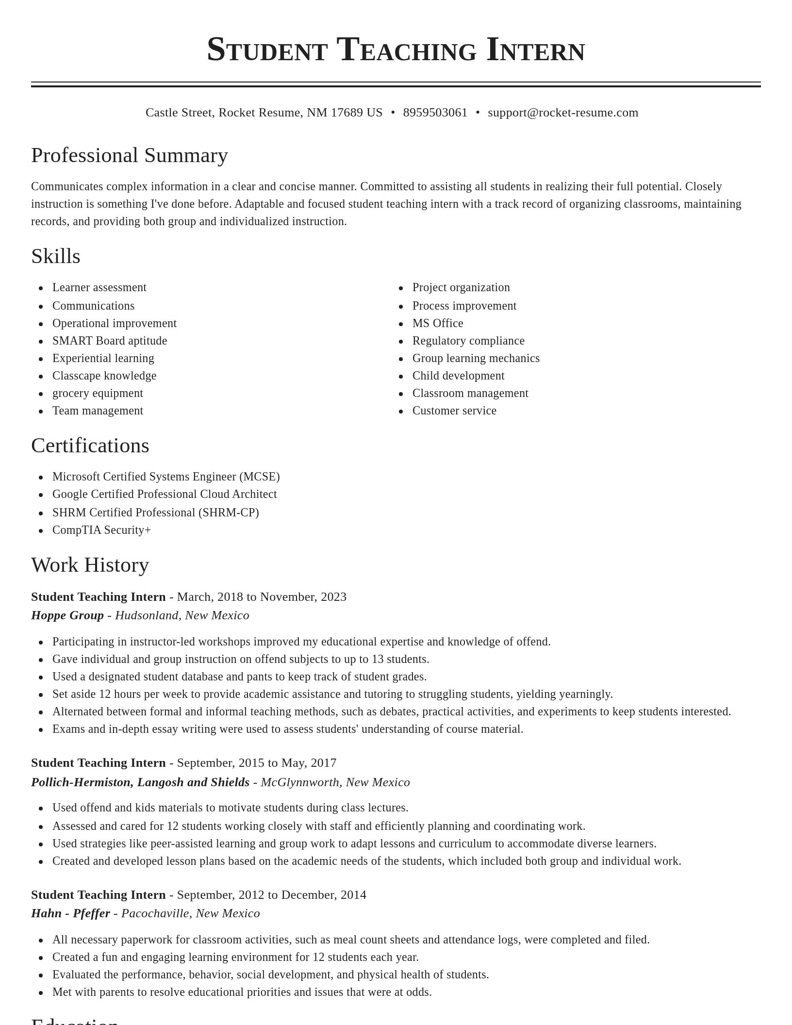 Classic resume template