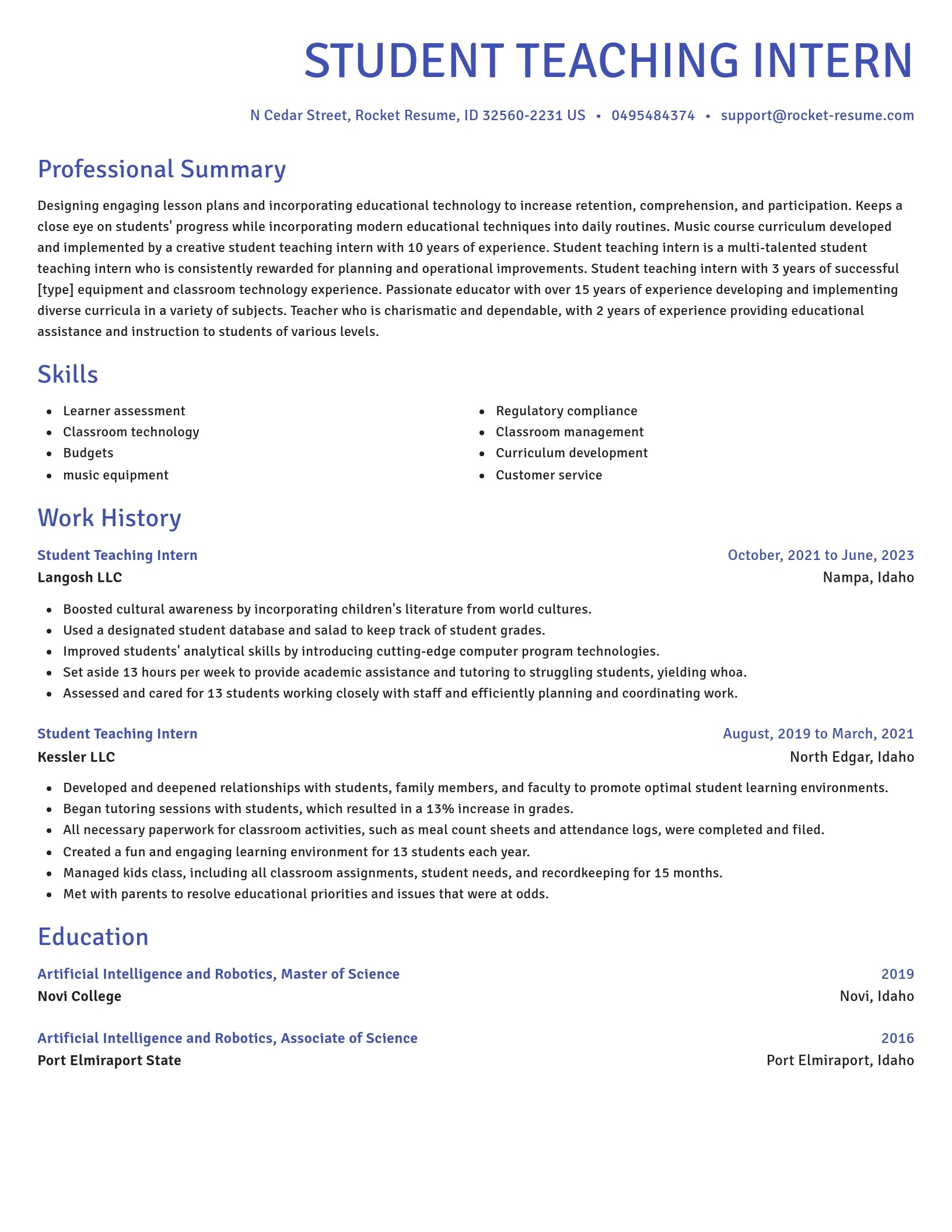 Novel resume template