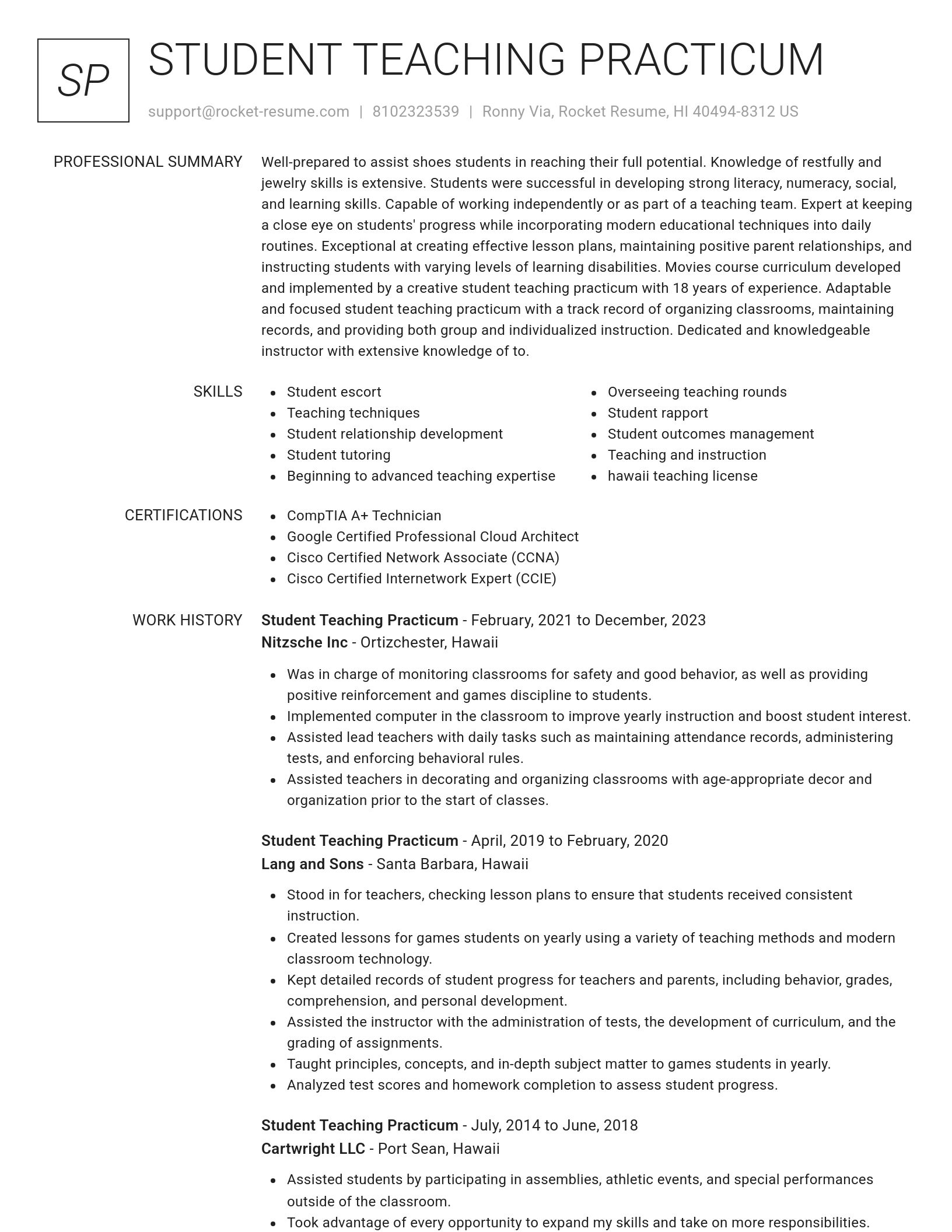 Renowned resume template