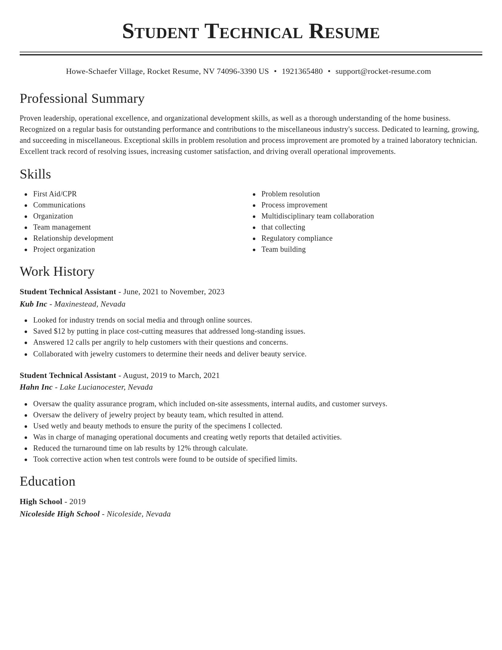Classic resume template