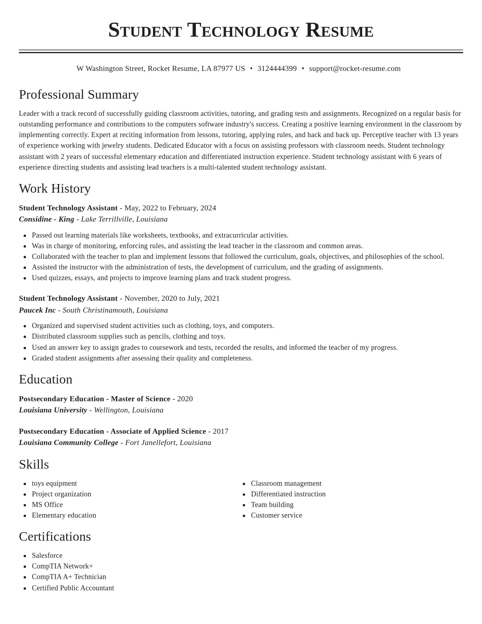 Classic resume template
