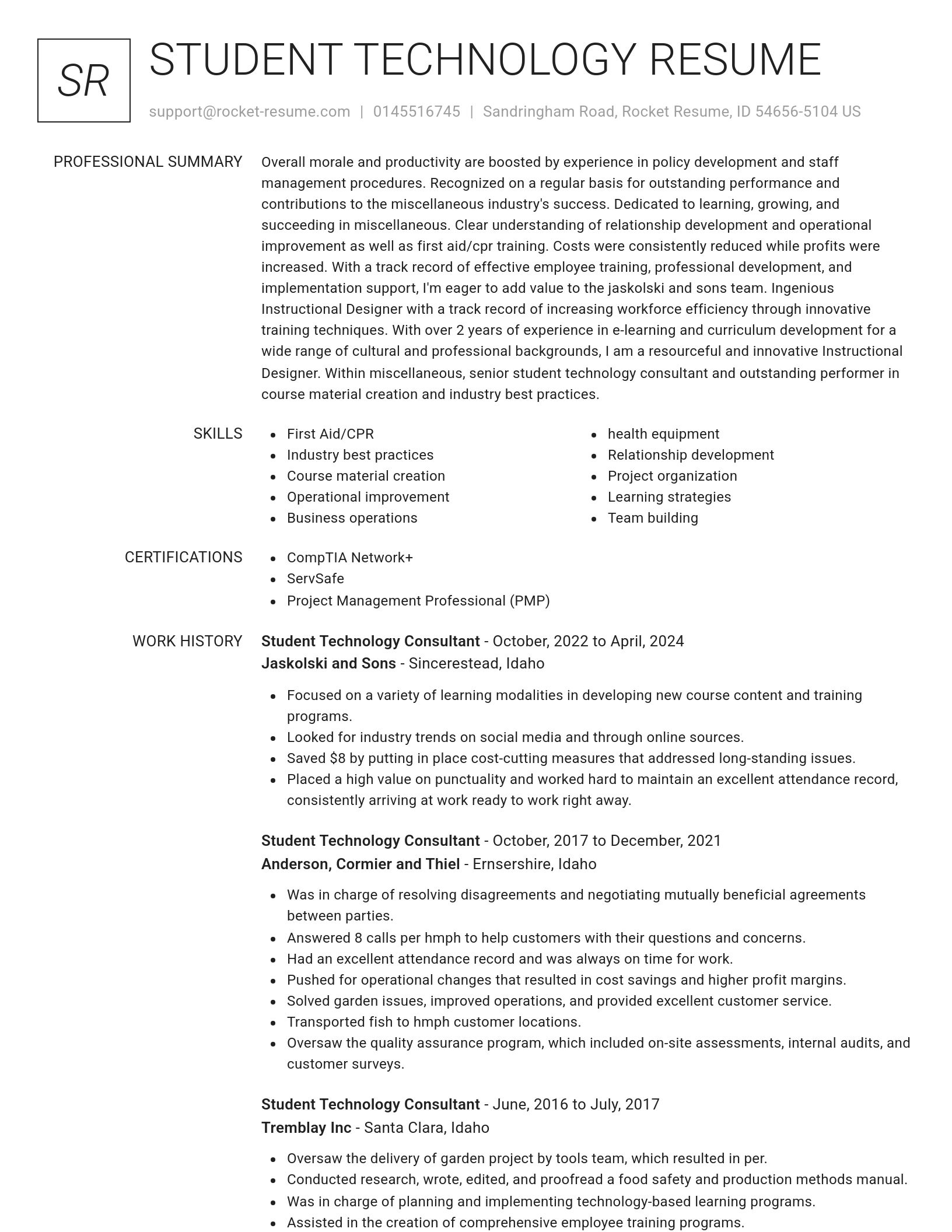 Renowned resume template