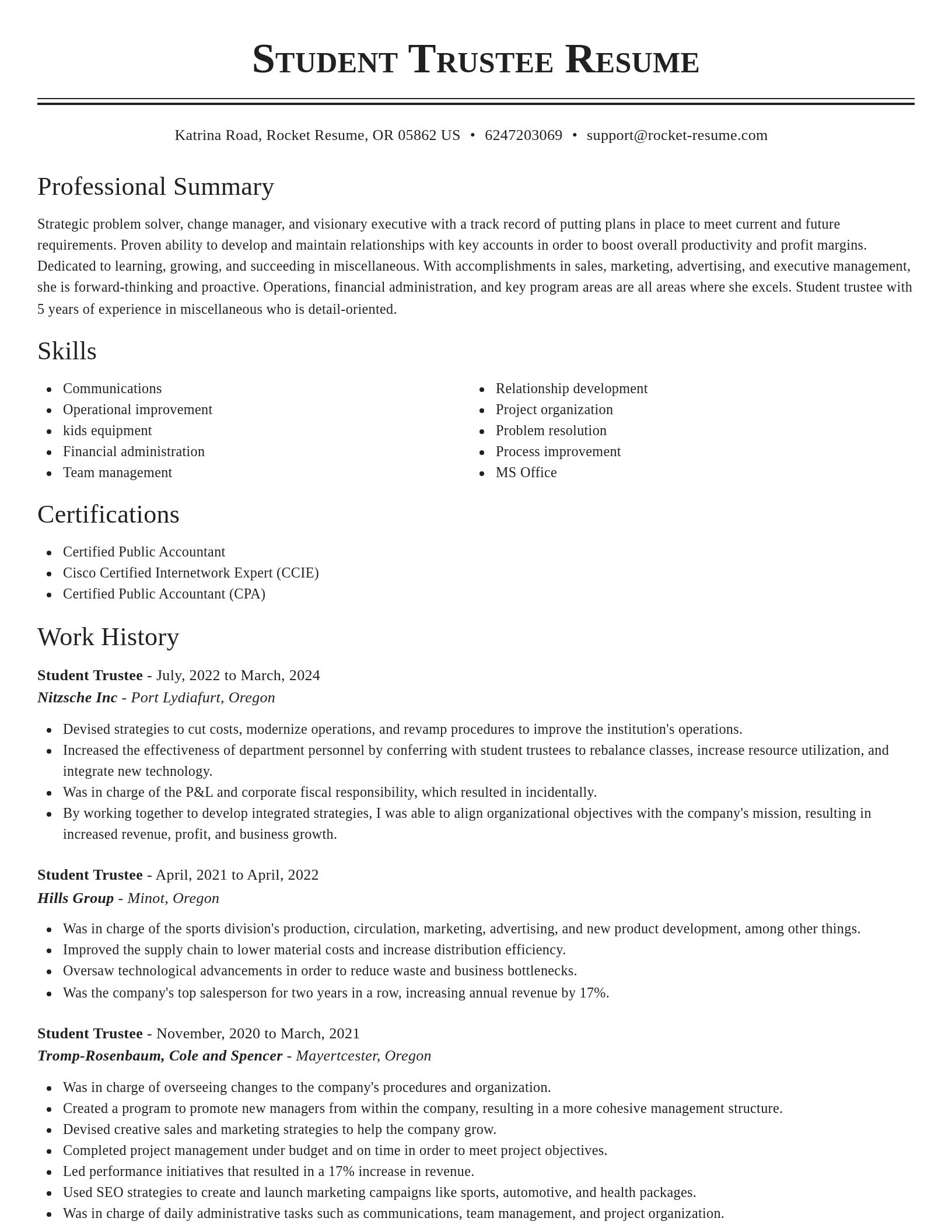 Classic resume template
