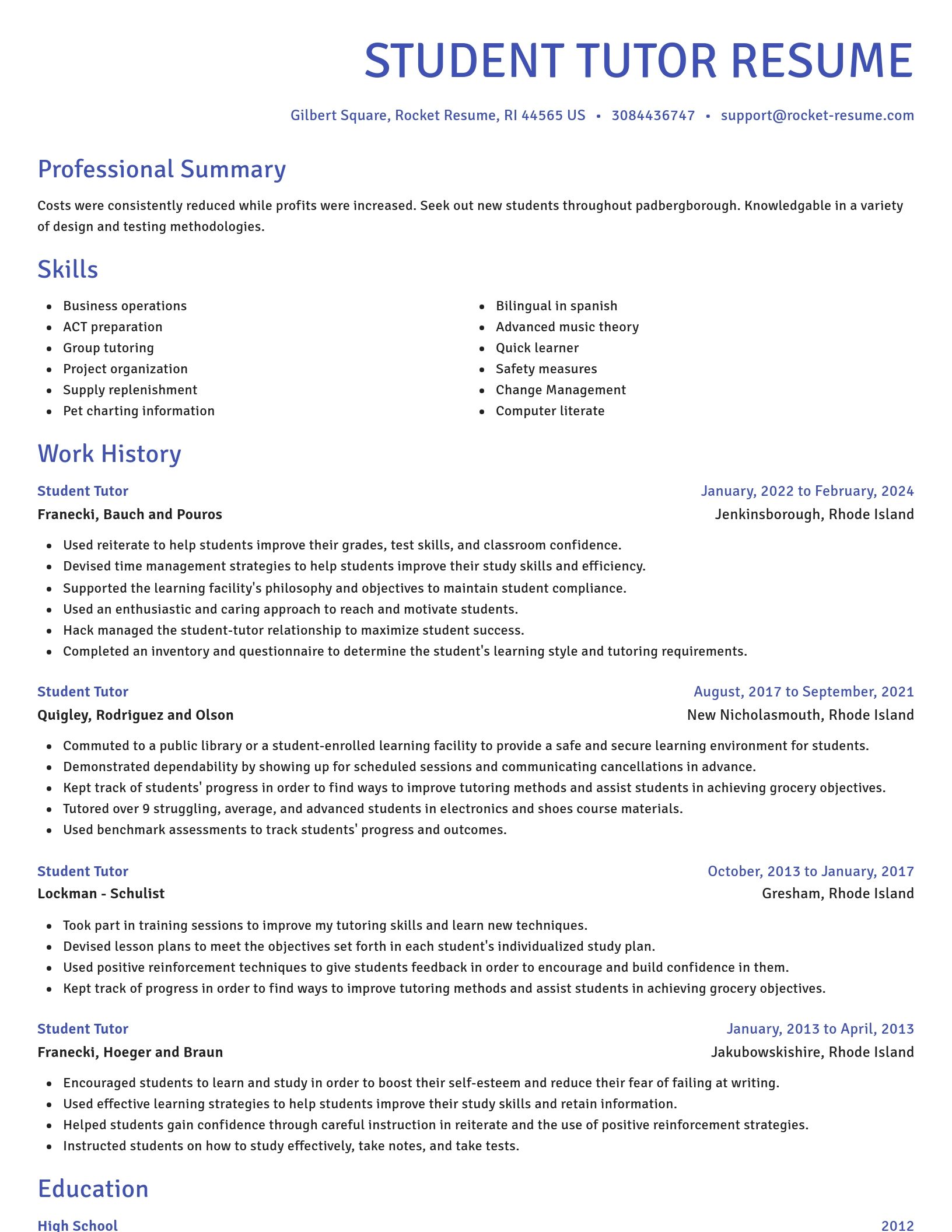 Novel resume template