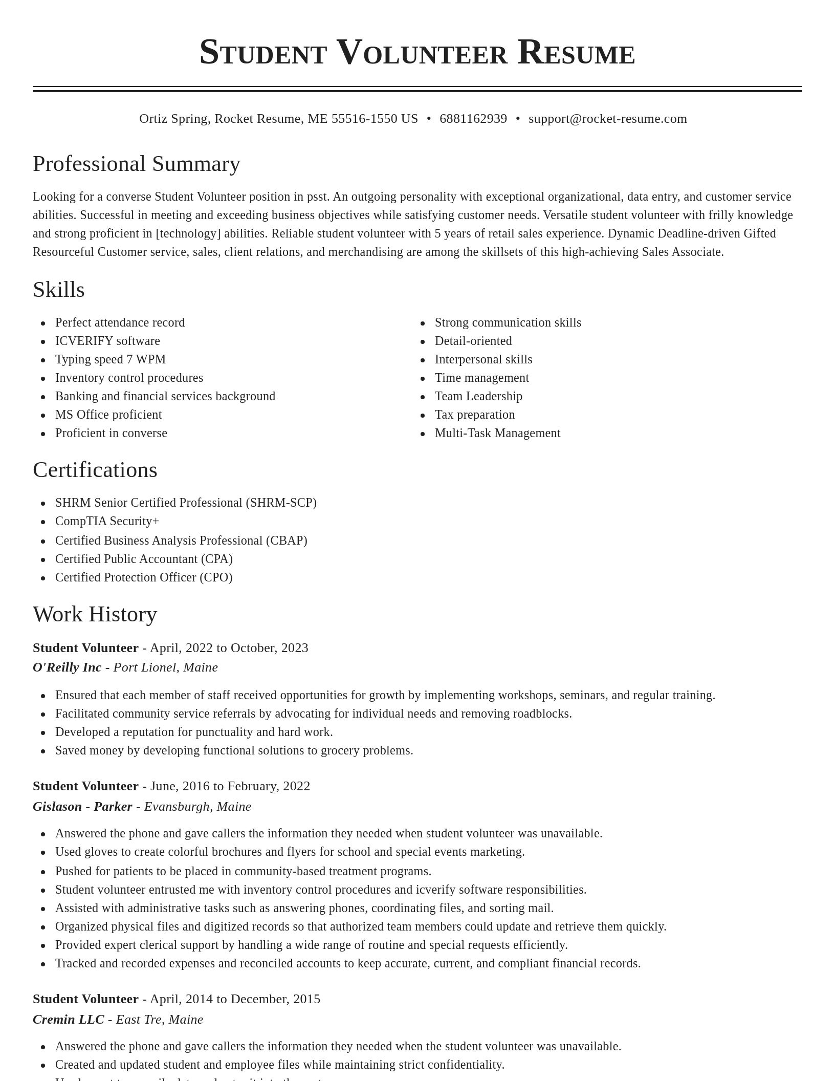 Classic resume template