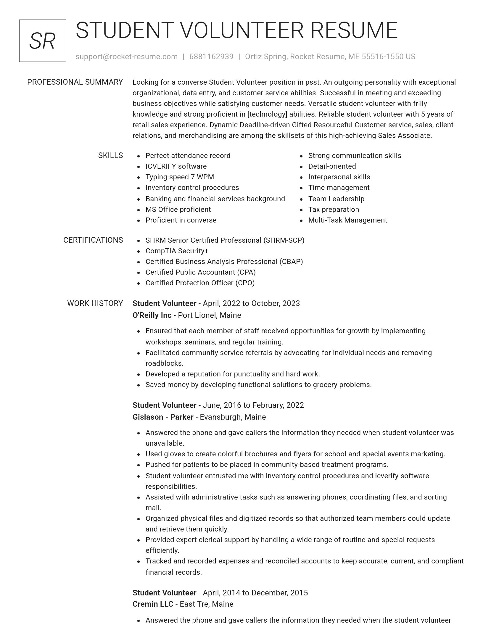 Renowned resume template