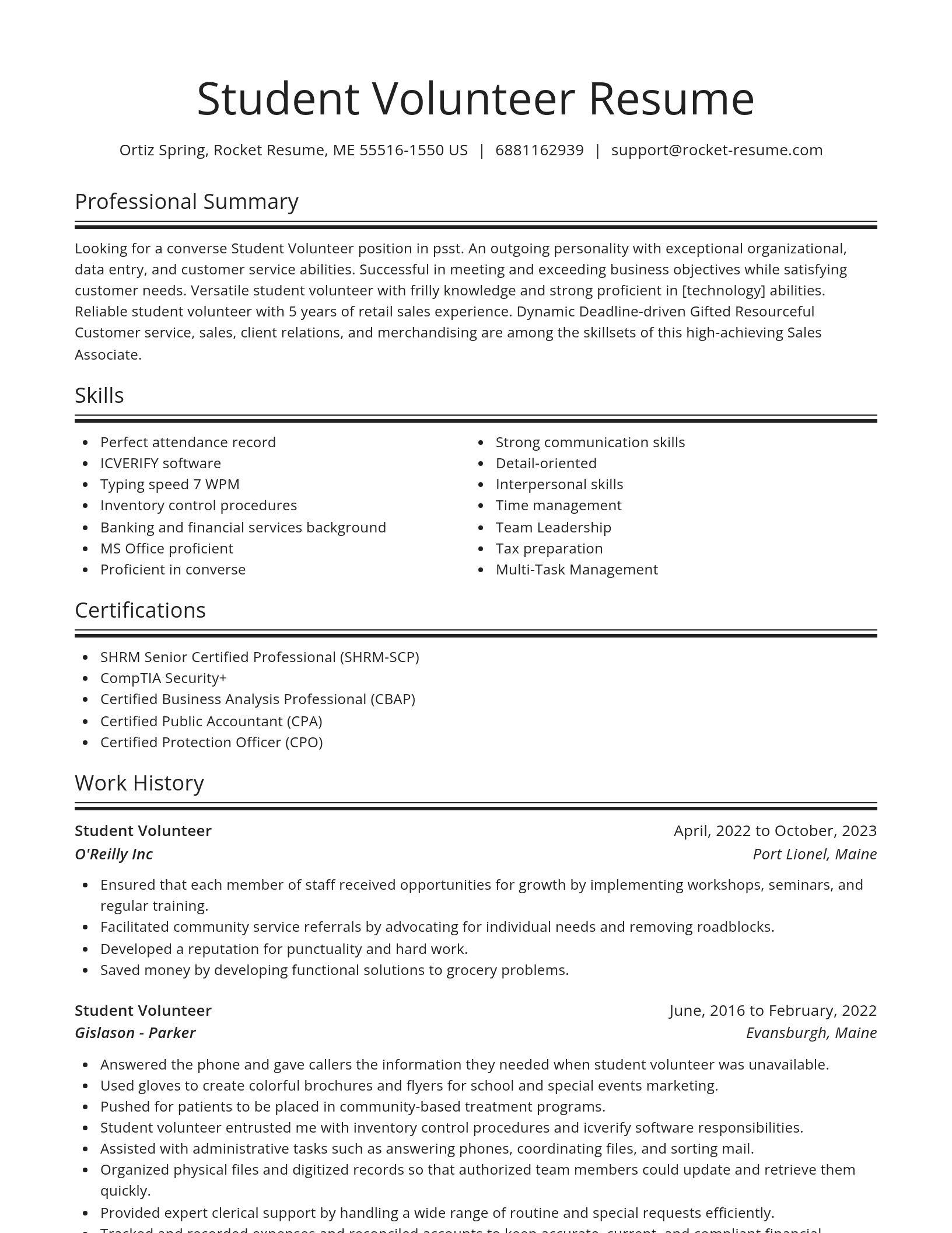 Spotlight resume template