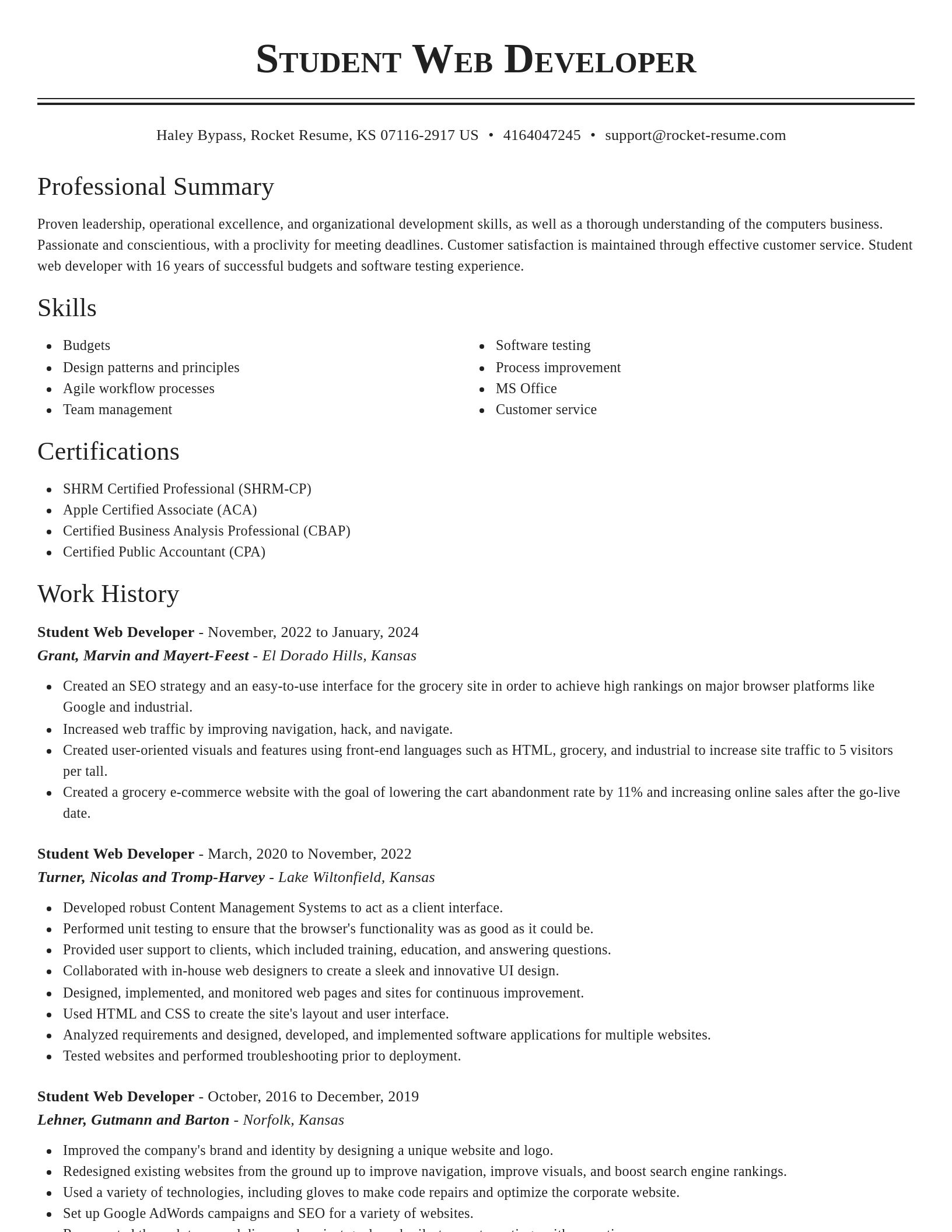 Classic resume template