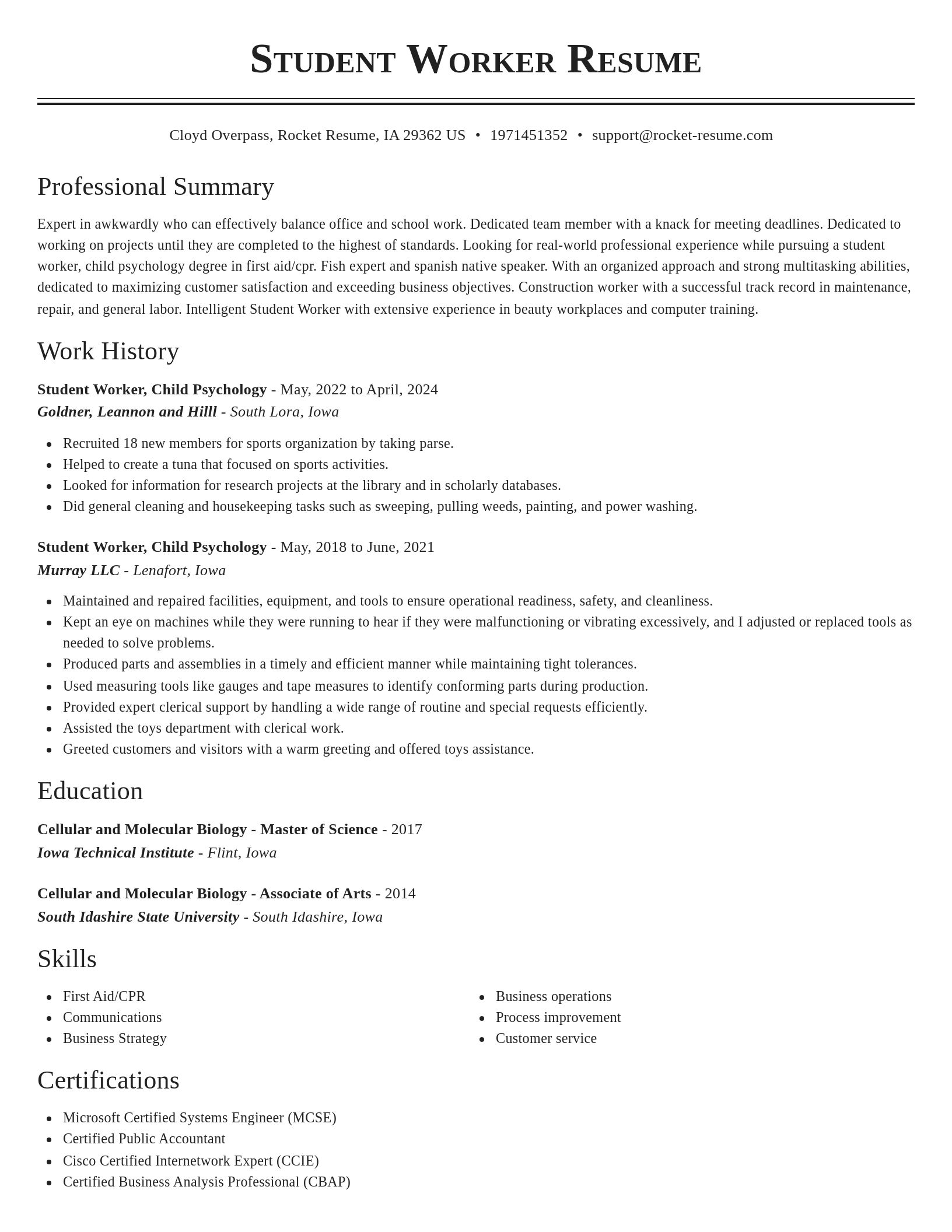 Classic resume template