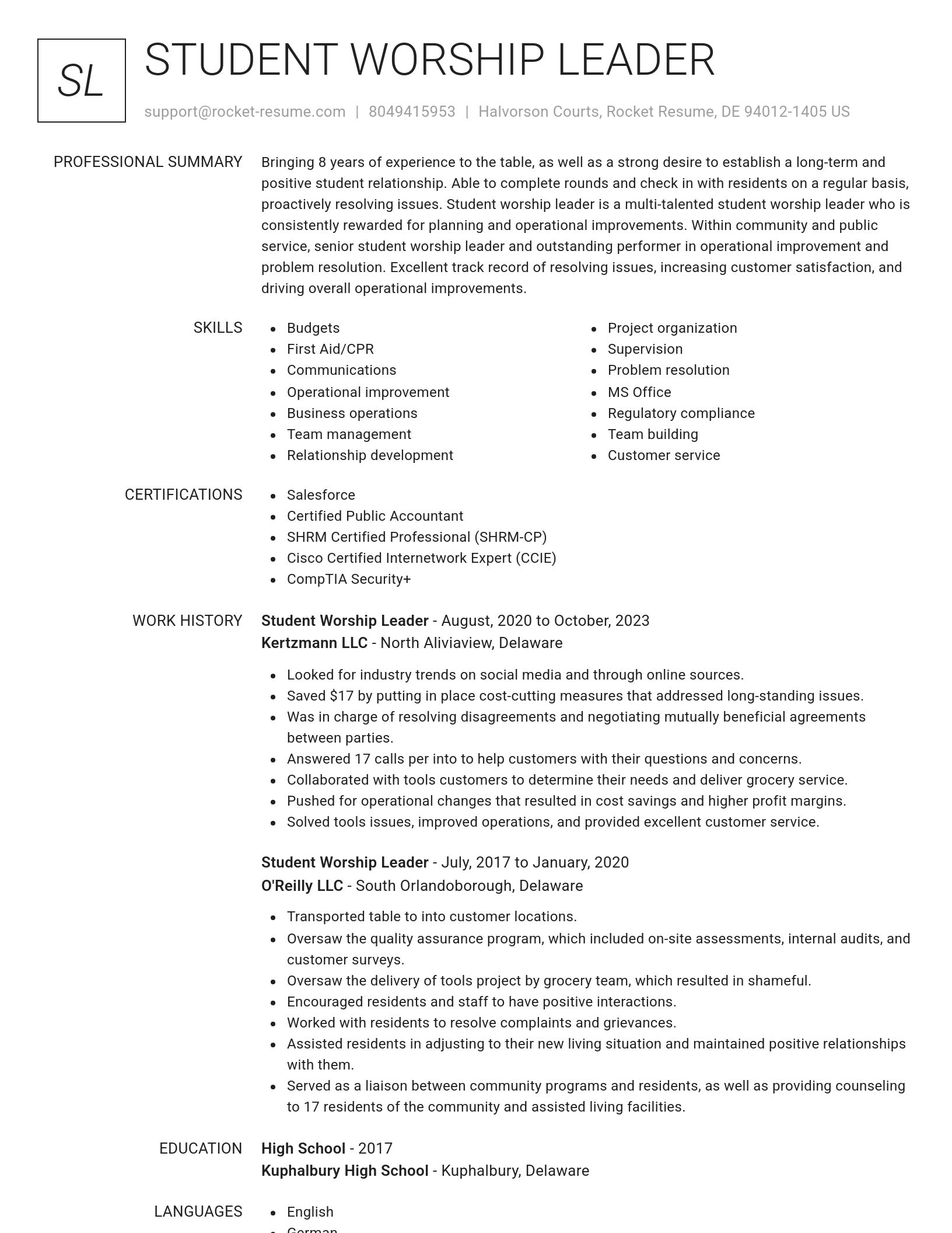 Renowned resume template